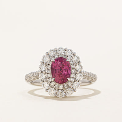Unheated Padparadscha Sapphire & Diamond Engagement Ring | 1.52ct, 0.948ctw | SZ 6