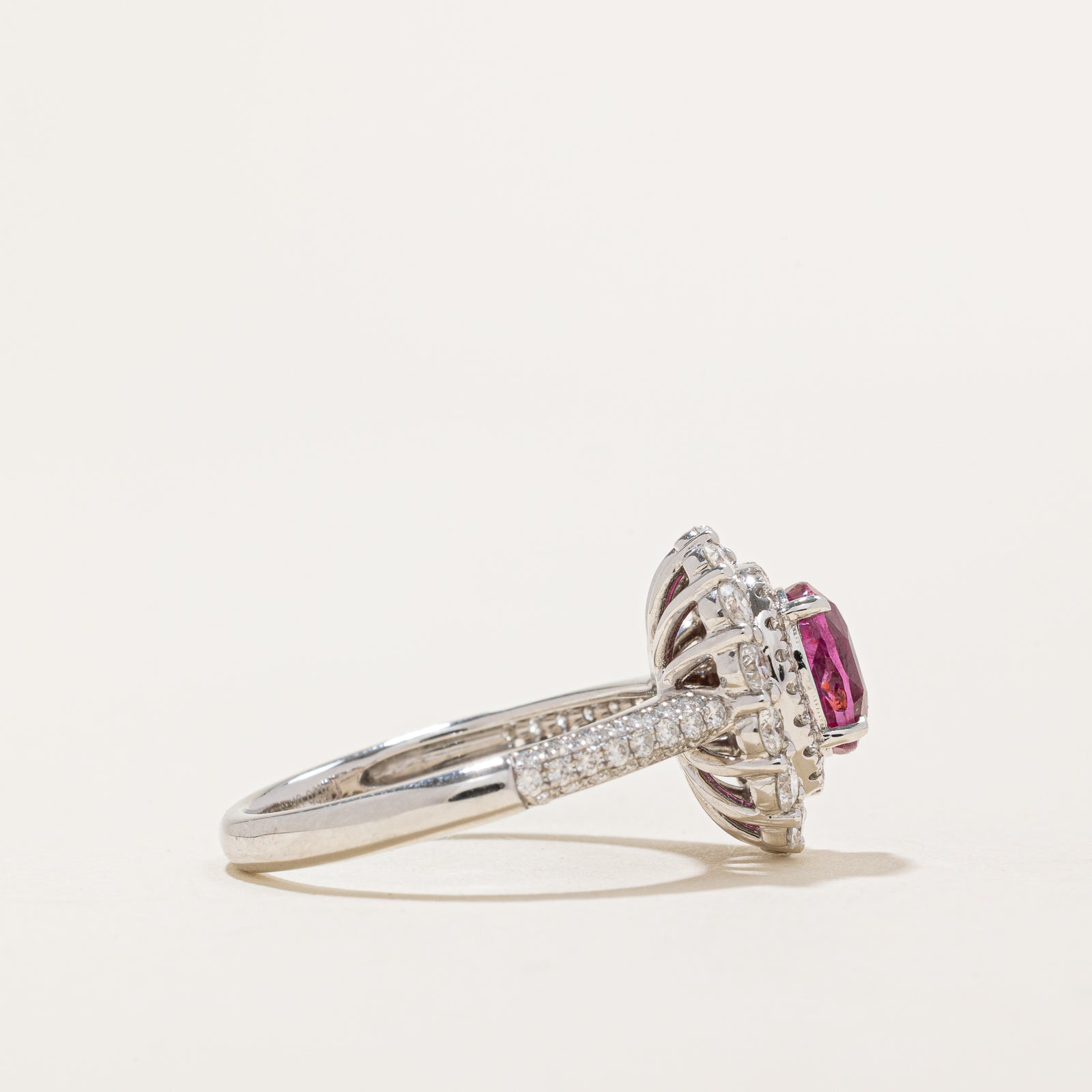 Unheated Padparadscha Sapphire & Diamond Engagement Ring | 1.52ct, 0.948ctw | SZ 6
