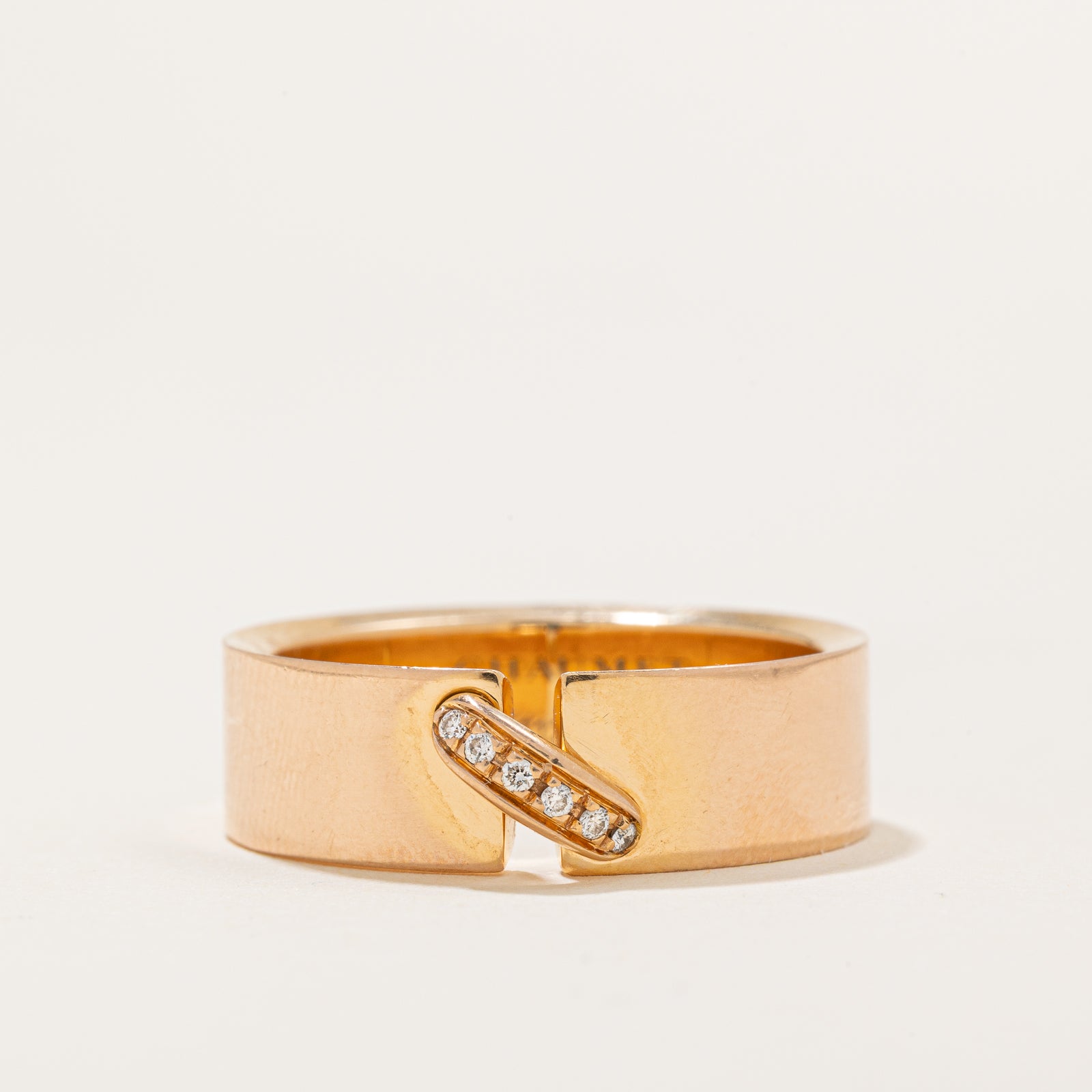 'Chaumet' Liens Evidence Six Diamond Rose Gold Wedding Band | 0.03ctw | 6.80mm | SZ 9.5