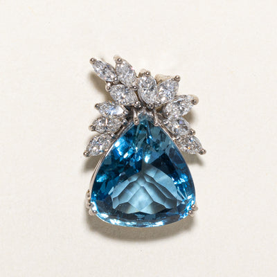 Natural Santa Maria Type Aquamarine & Diamond Pendant | 3.75ct | 1.30ctw