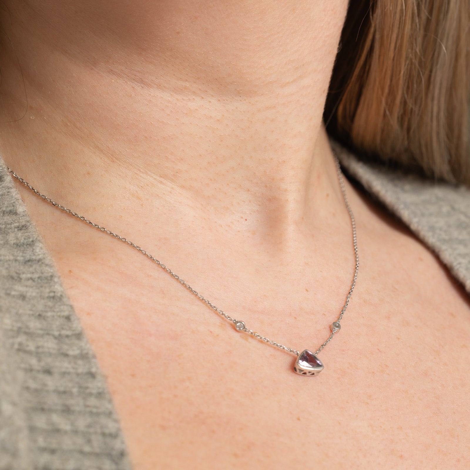 GIA Colour Change Sapphire & Diamond Pendant Necklace | 1.14ct, 0.06ctw | 15"