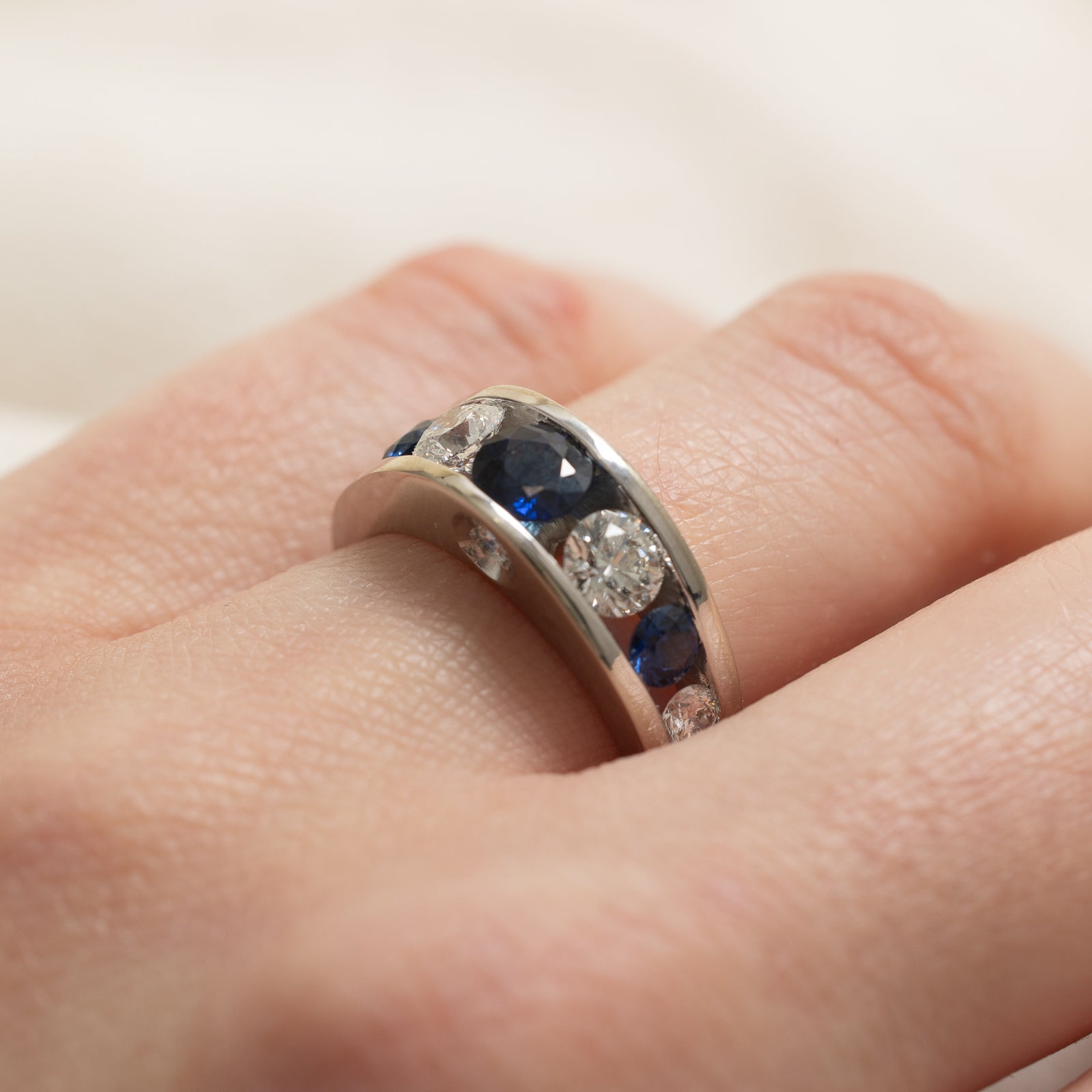 Sapphire & Diamond Tension Set Ring | 1.00ctw, 1.00ctw | SZ 6.5