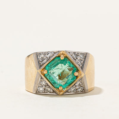 Emerald & Diamond Ring | 2.10ct, 0.28ctw | SZ 6.75