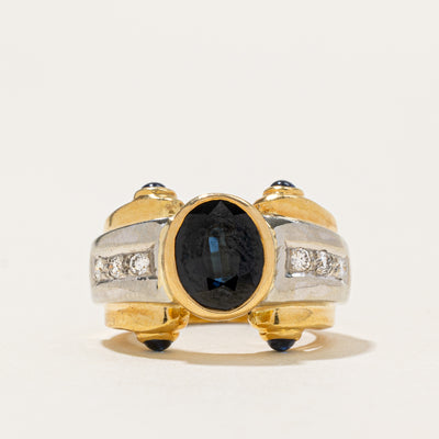 Bezel Set Sapphire & Diamond Ring | 2.03ctw, 0.12ctw | SZ 3.25
