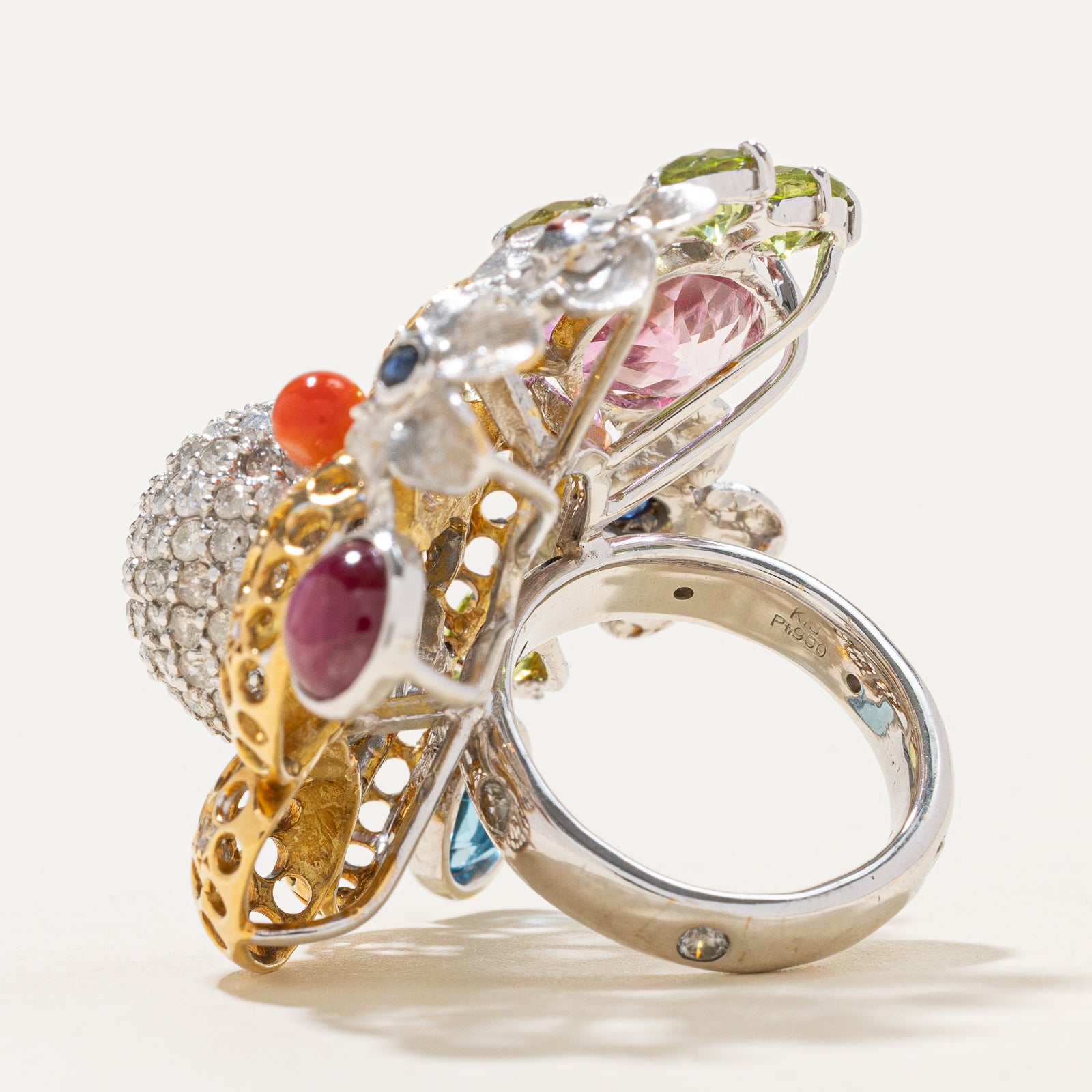Multi Gemstone & Diamond Cocktail Ring | 11.71ctw, 1.50ctw | SZ 6