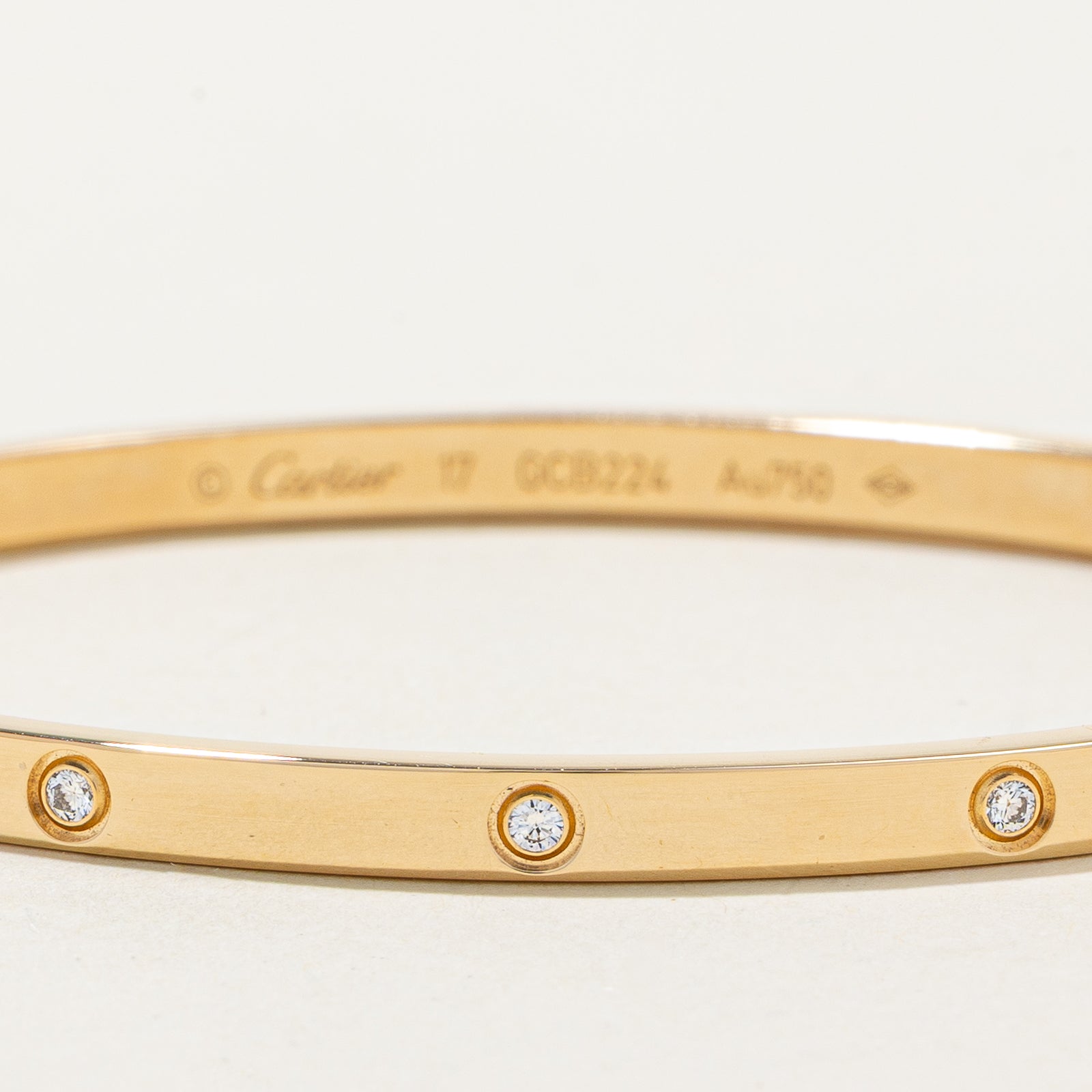 'Cartier' LOVE Bracelet Small Model 10 Diamonds | 0.21ctw | 7.25"