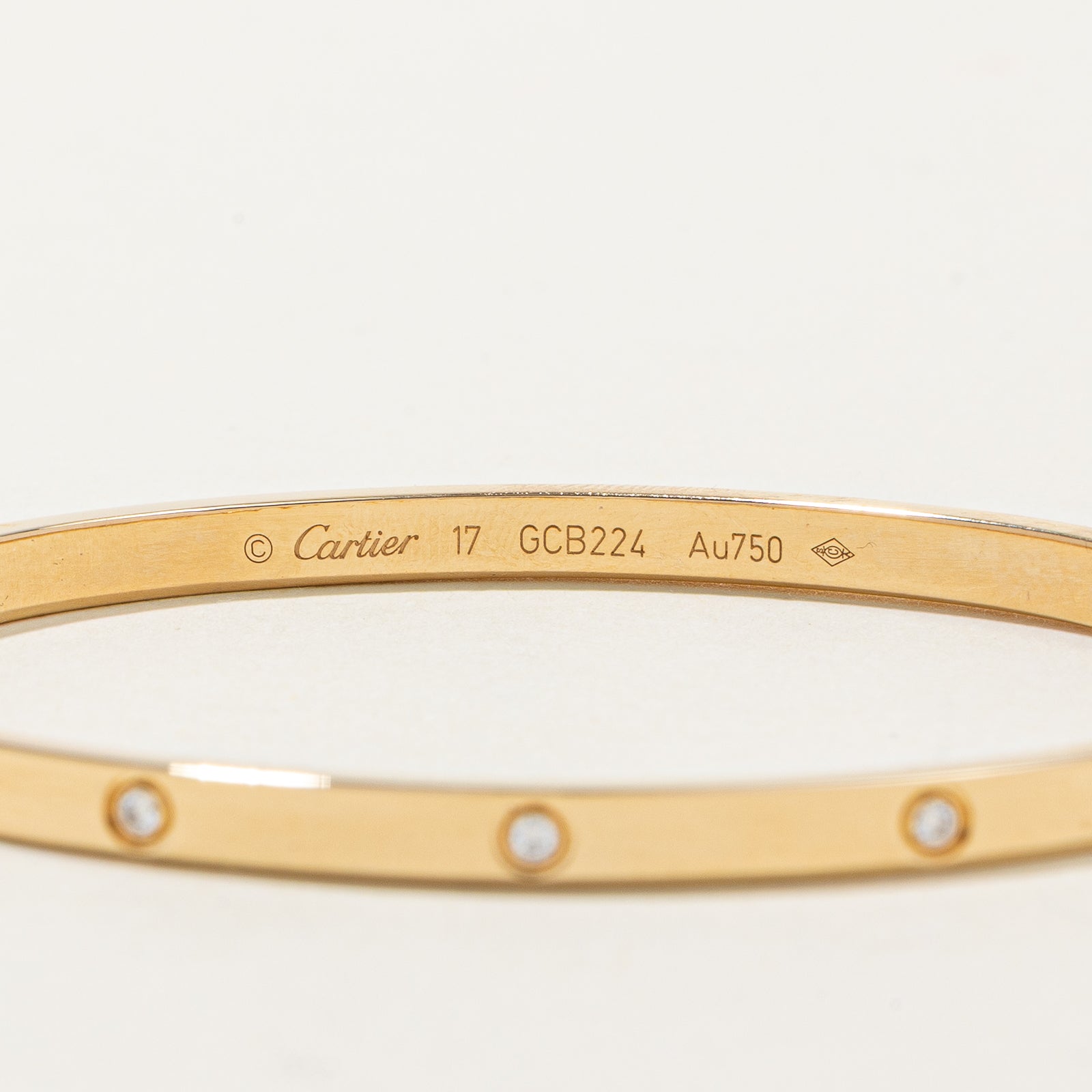 'Cartier' LOVE Bracelet Small Model 10 Diamonds | 0.21ctw | 7.25"