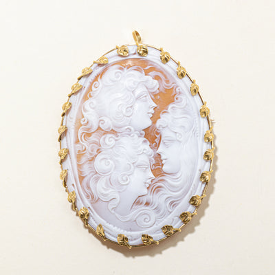Italian Cameo Agate Convertible Pendant & Brooch