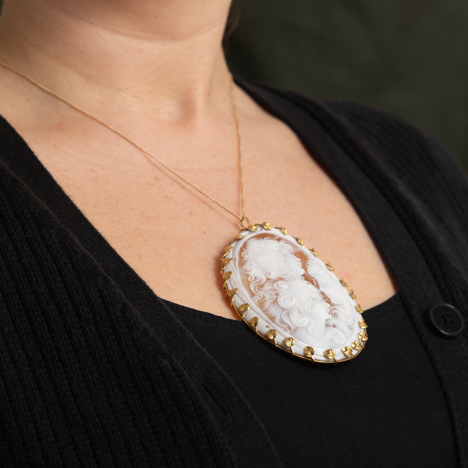 Italian Cameo Agate Convertible Pendant & Brooch