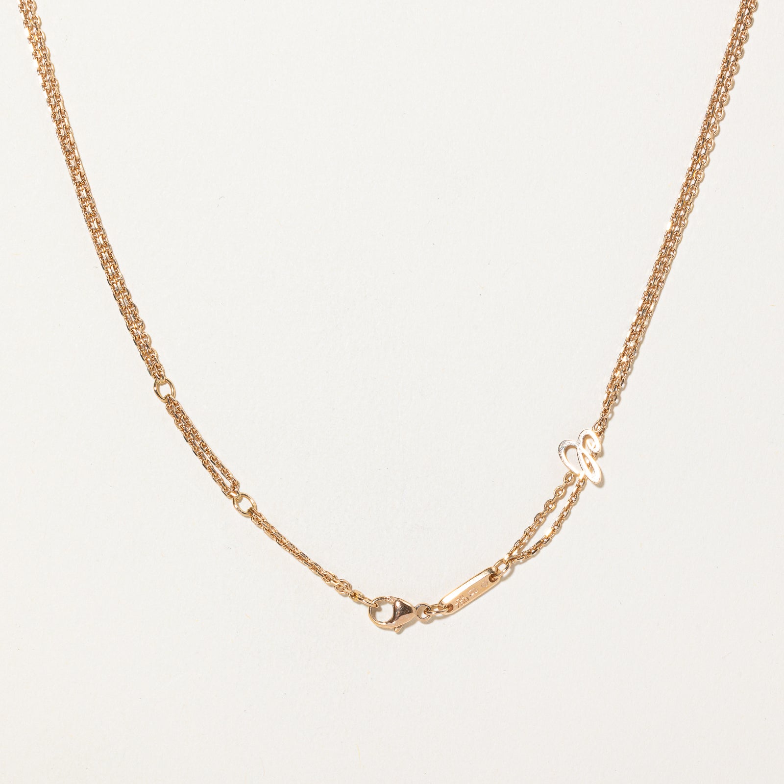 'Chopard' Ice Cube Ceramic & 18k Rose Gold Sliding Pendant Necklace | 23"
