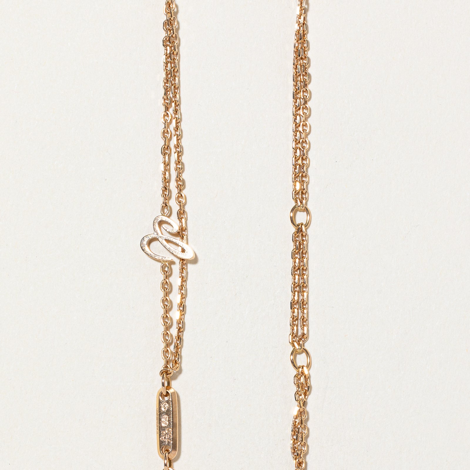 'Chopard' Ice Cube Ceramic & 18k Rose Gold Sliding Pendant Necklace | 23"