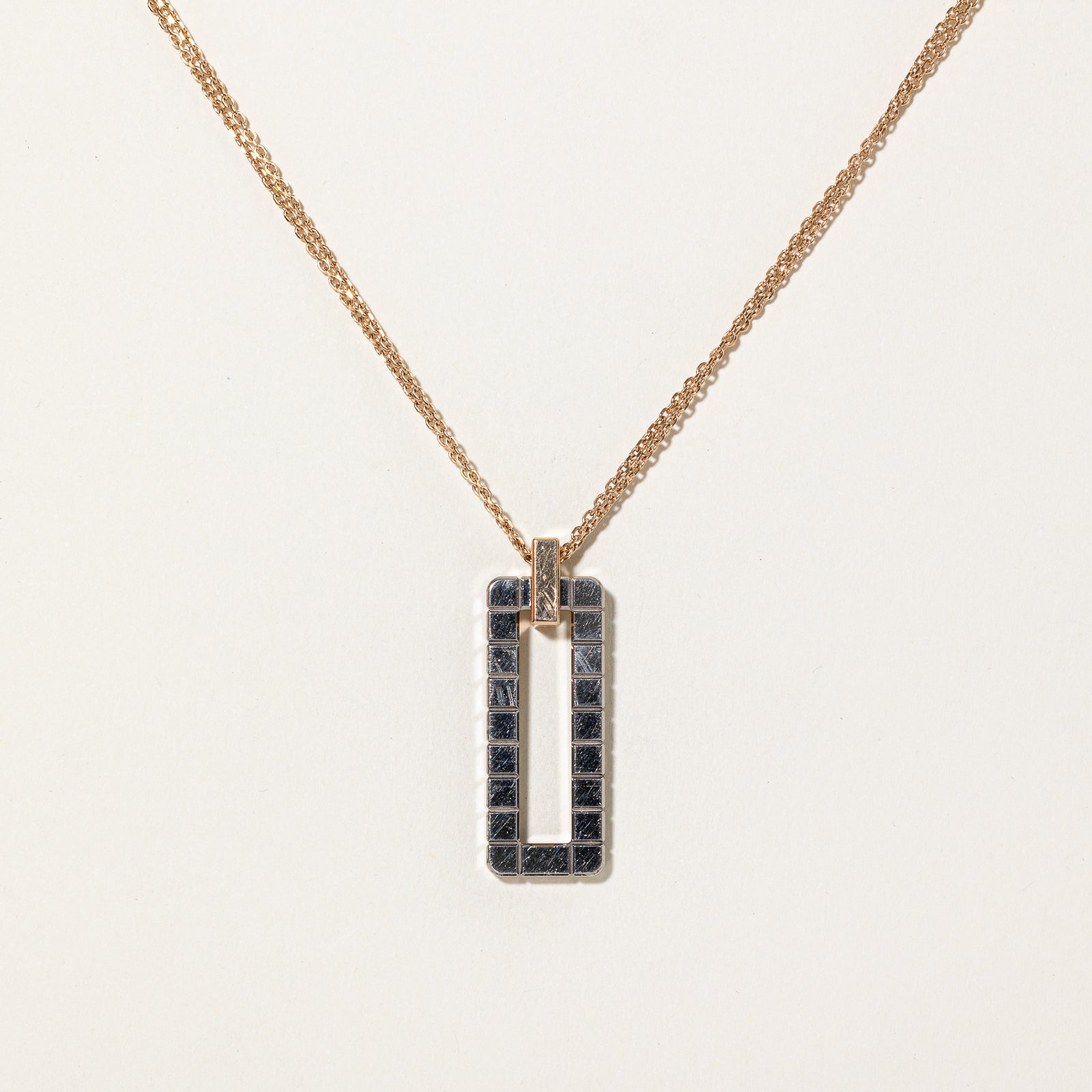 'Chopard' Ice Cube 18k Two Tone Gold Sliding Pendant Necklace | 31"