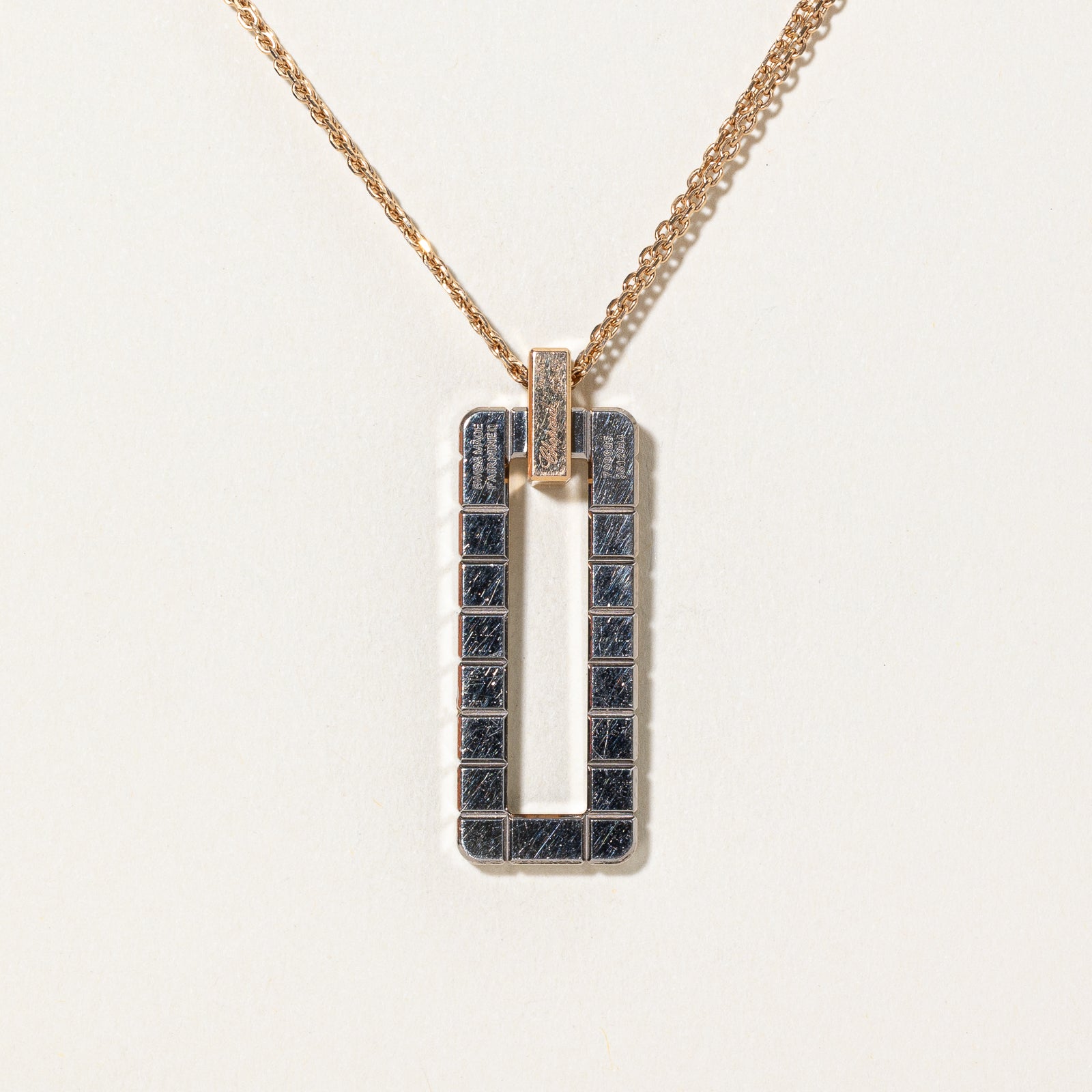 'Chopard' Ice Cube 18k Two Tone Gold Sliding Pendant Necklace | 31"