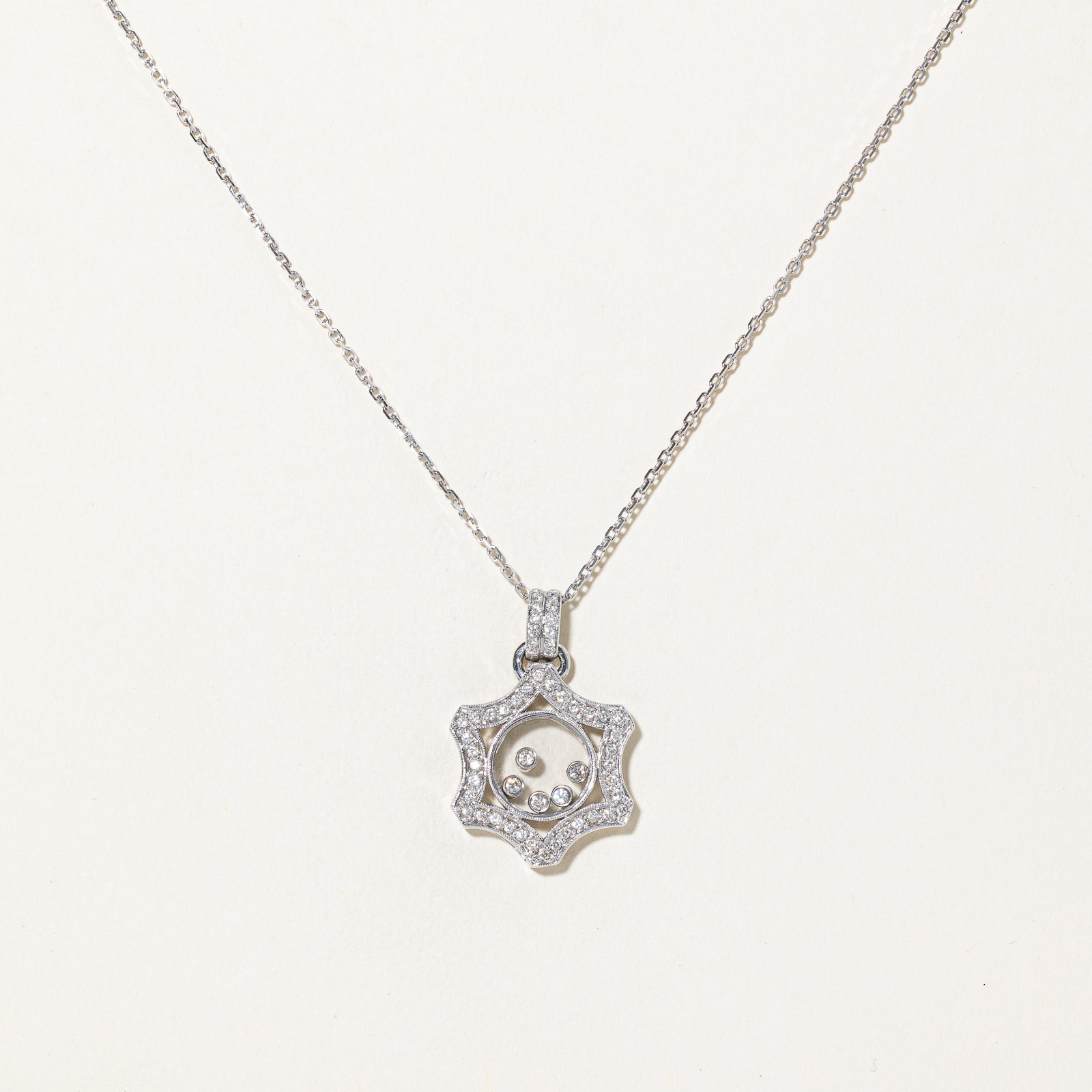 Pave Set Moveable Diamond Pendant Necklace | 0.60ctw | 16"
