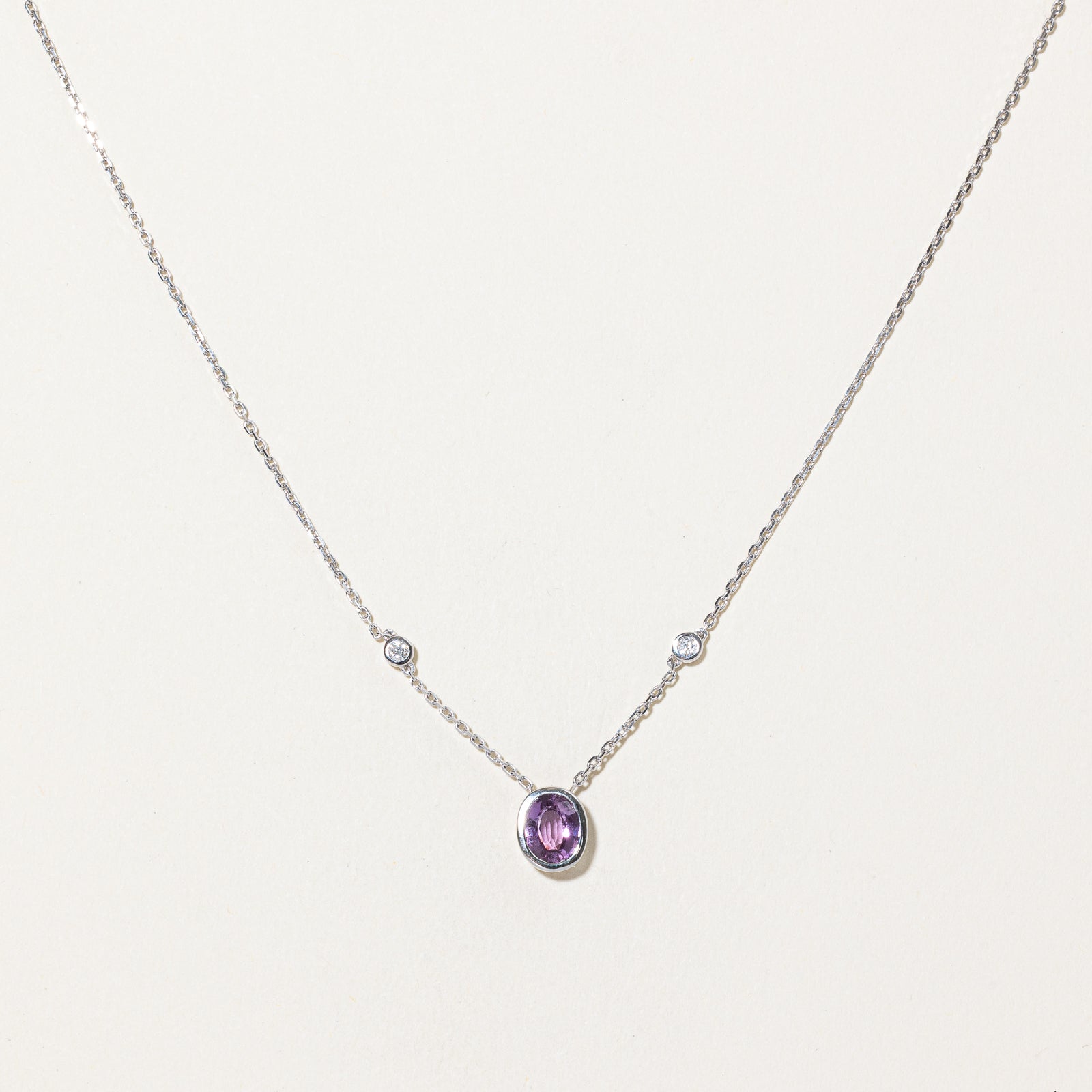 GIA Unheated Pink Sapphire & Diamond Pendant Necklace | 1.03ct, 0.06ctw | 15"