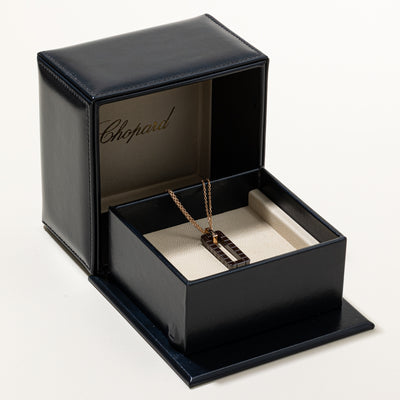 'Chopard' Ice Cube Ceramic & 18k Rose Gold Sliding Pendant Necklace | 23