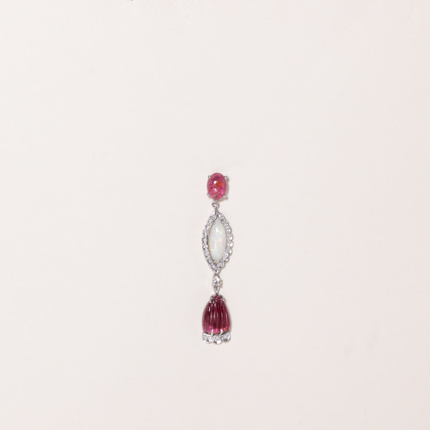 Pink Tourmaline, Opal & Diamond Drop Earrings & Pendant Set | 3.90ctw, 8.40ctw | 0.35ctw |