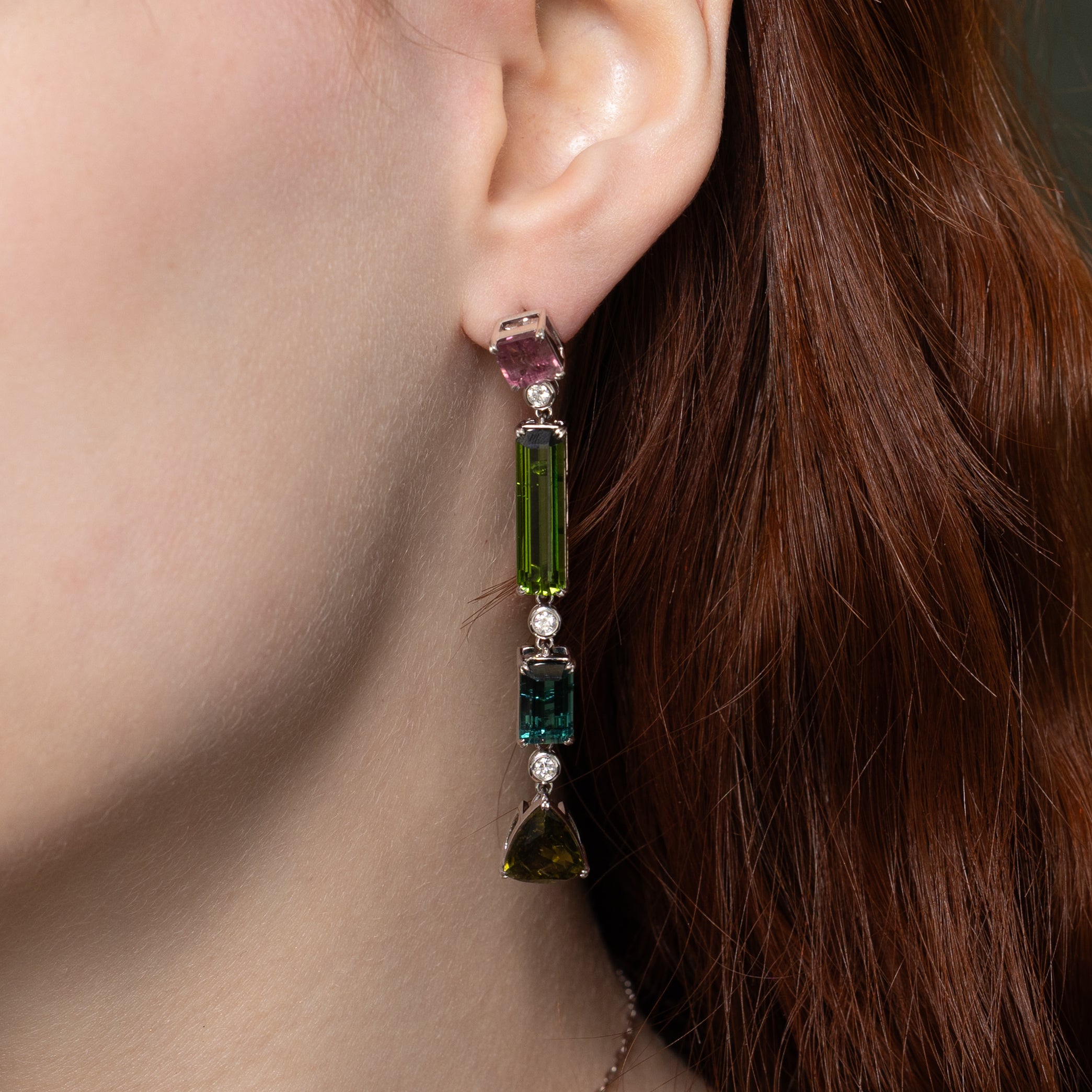 Tourmaline & Diamond Convertible & Modular Pendant/Drop Earrings | 0.36ctw | 21.45ctw