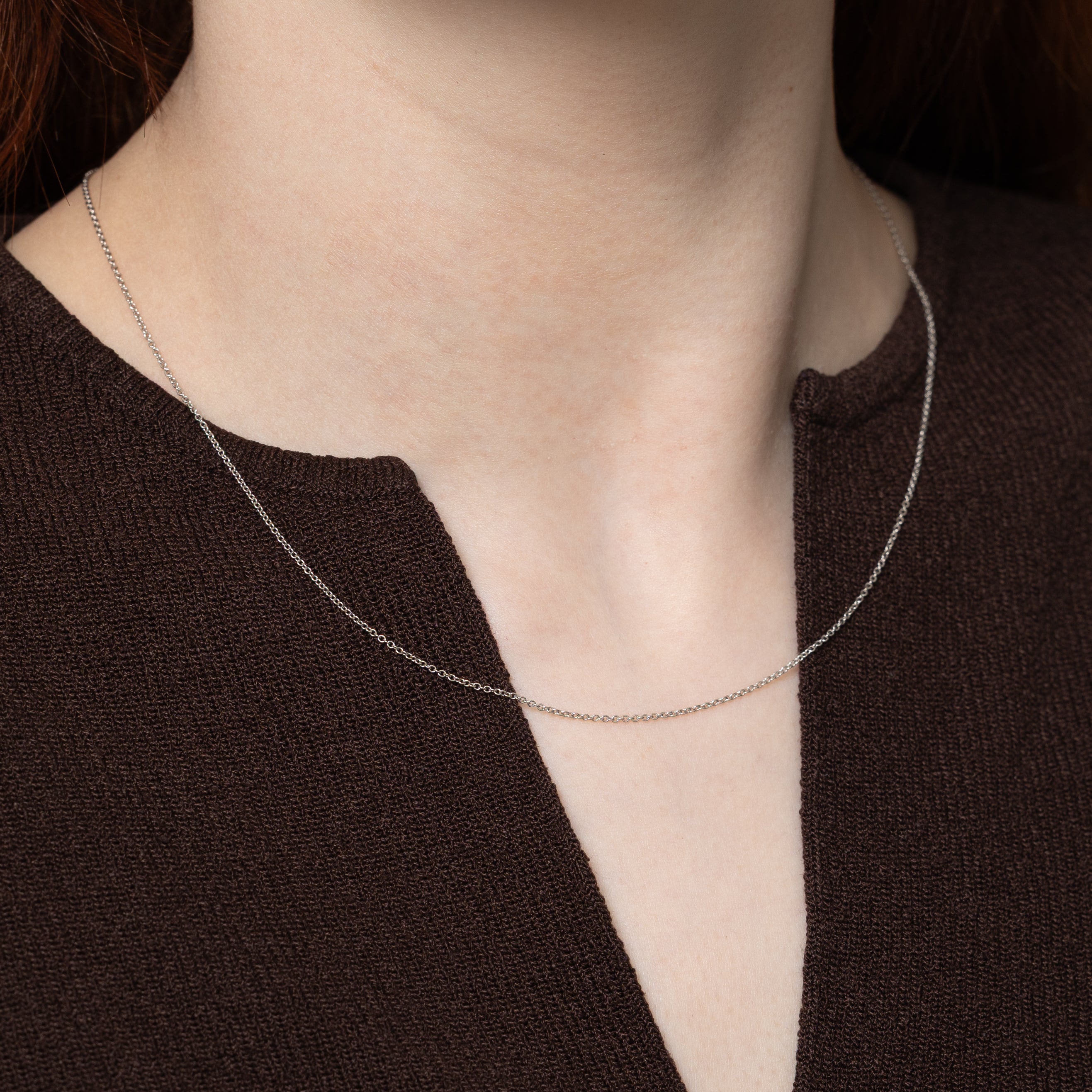 'Tiffany & Co' 18k White Gold Cable Link Chain | 18"