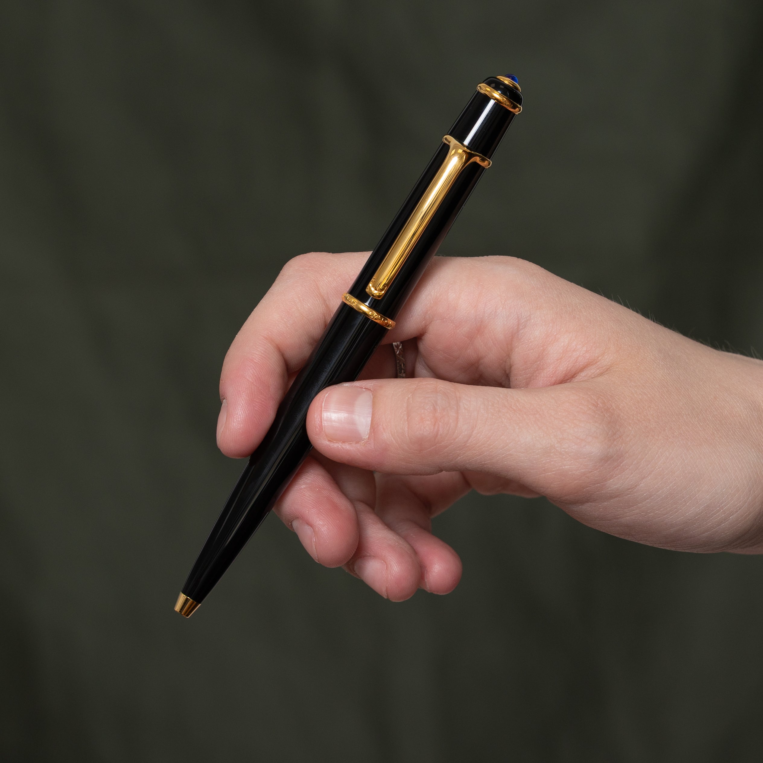 'Cartier' Diabolo de Cartier Black Composite Ballpoint Pen with Gold Finish