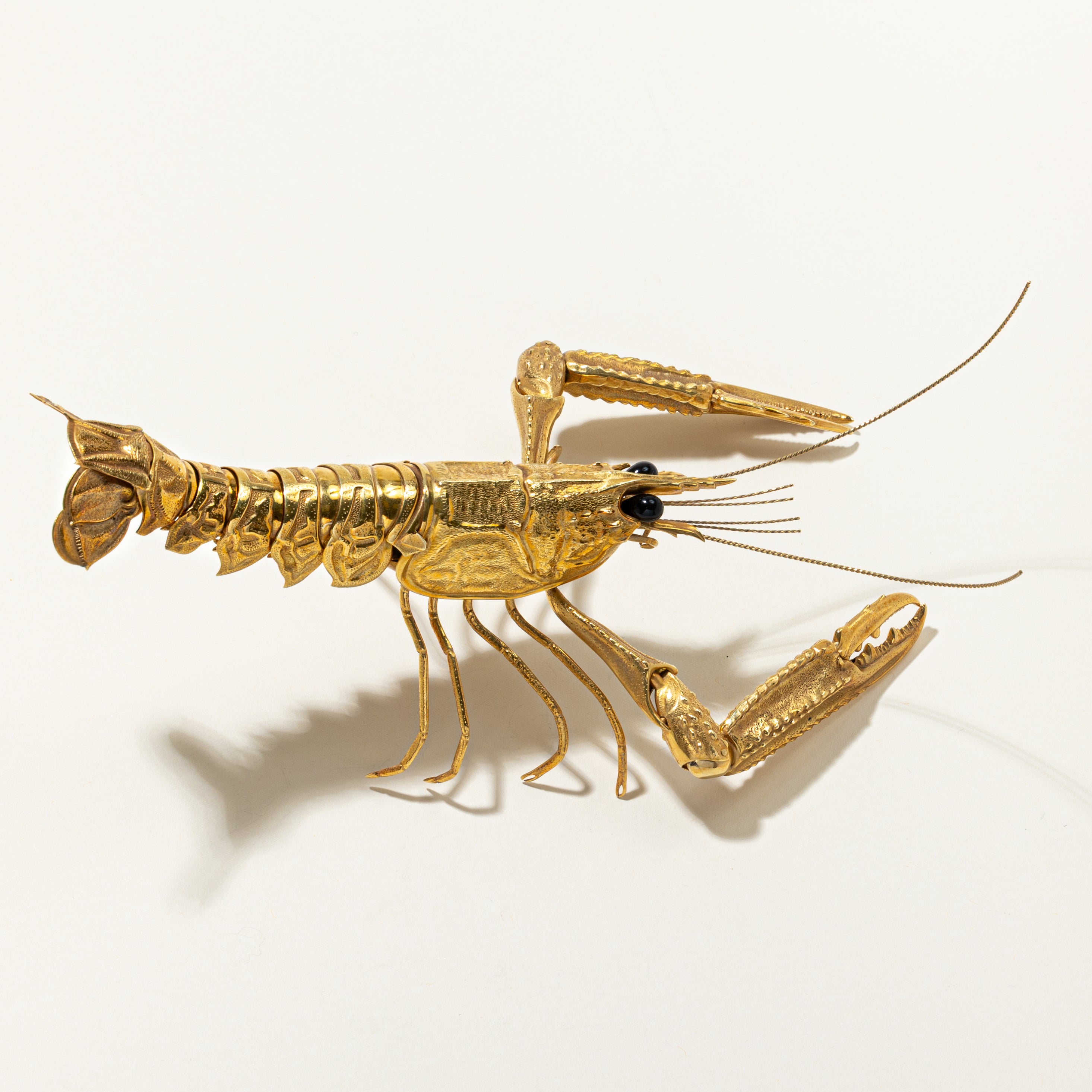 Vintage Italian 18k Yellow Gold Jizai Okimono-Style Crayfish Figure