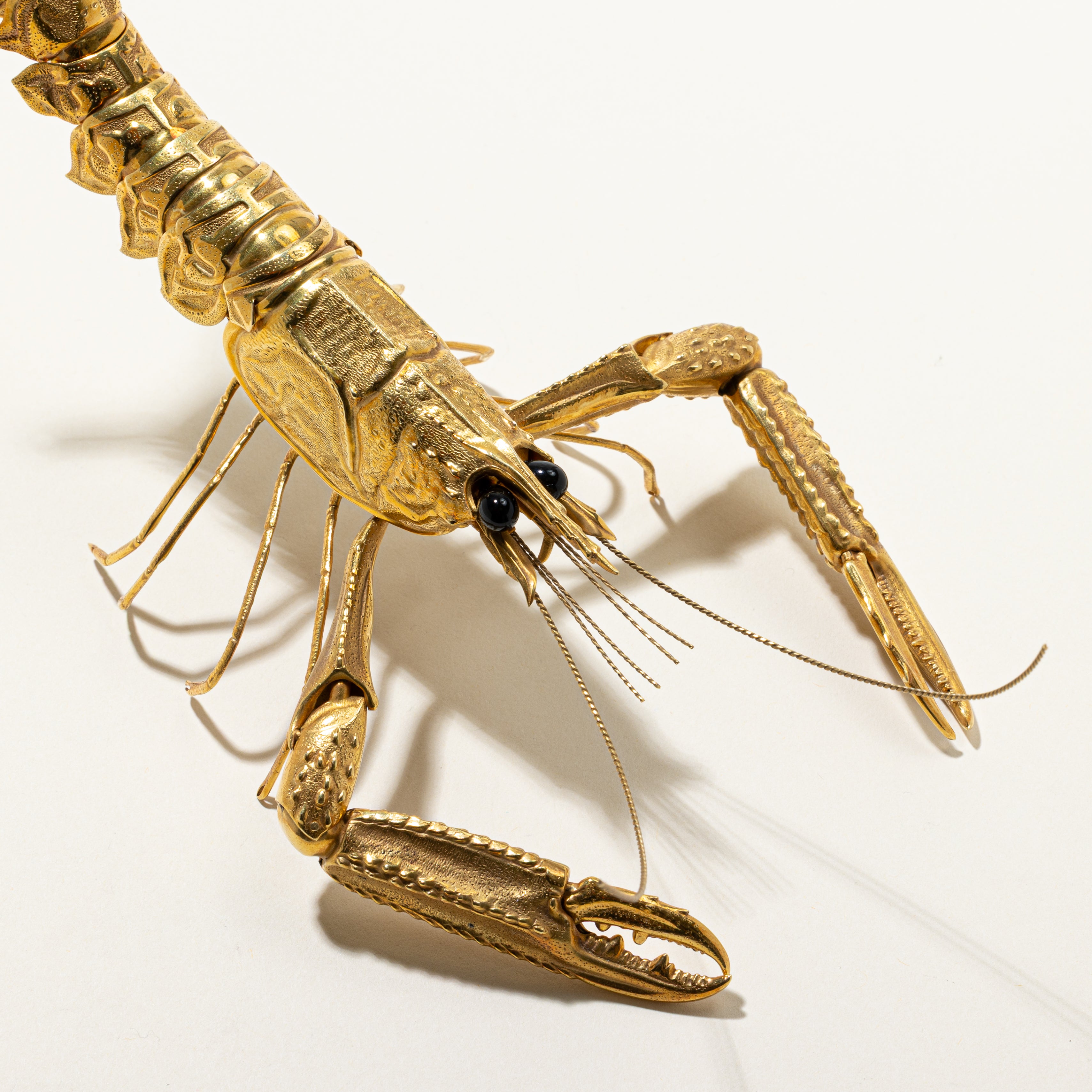 Vintage Italian 18k Yellow Gold Jizai Okimono-Style Crayfish Figure