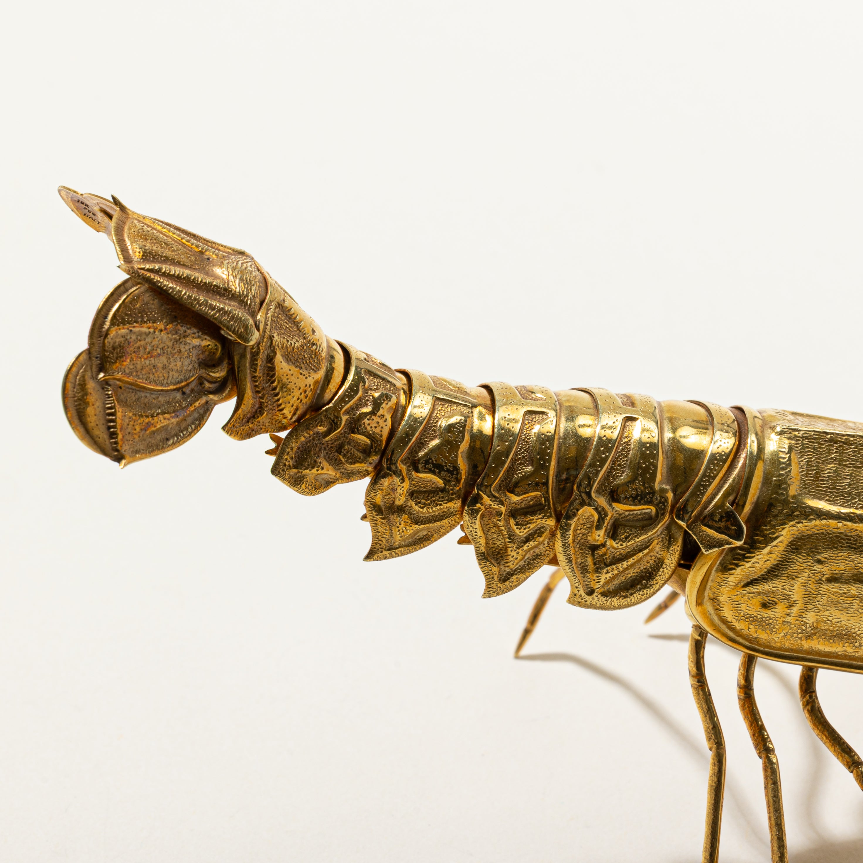 Figurine d'écrevisse vintage italienne en or jaune 18 carats, style Jizai Okimono