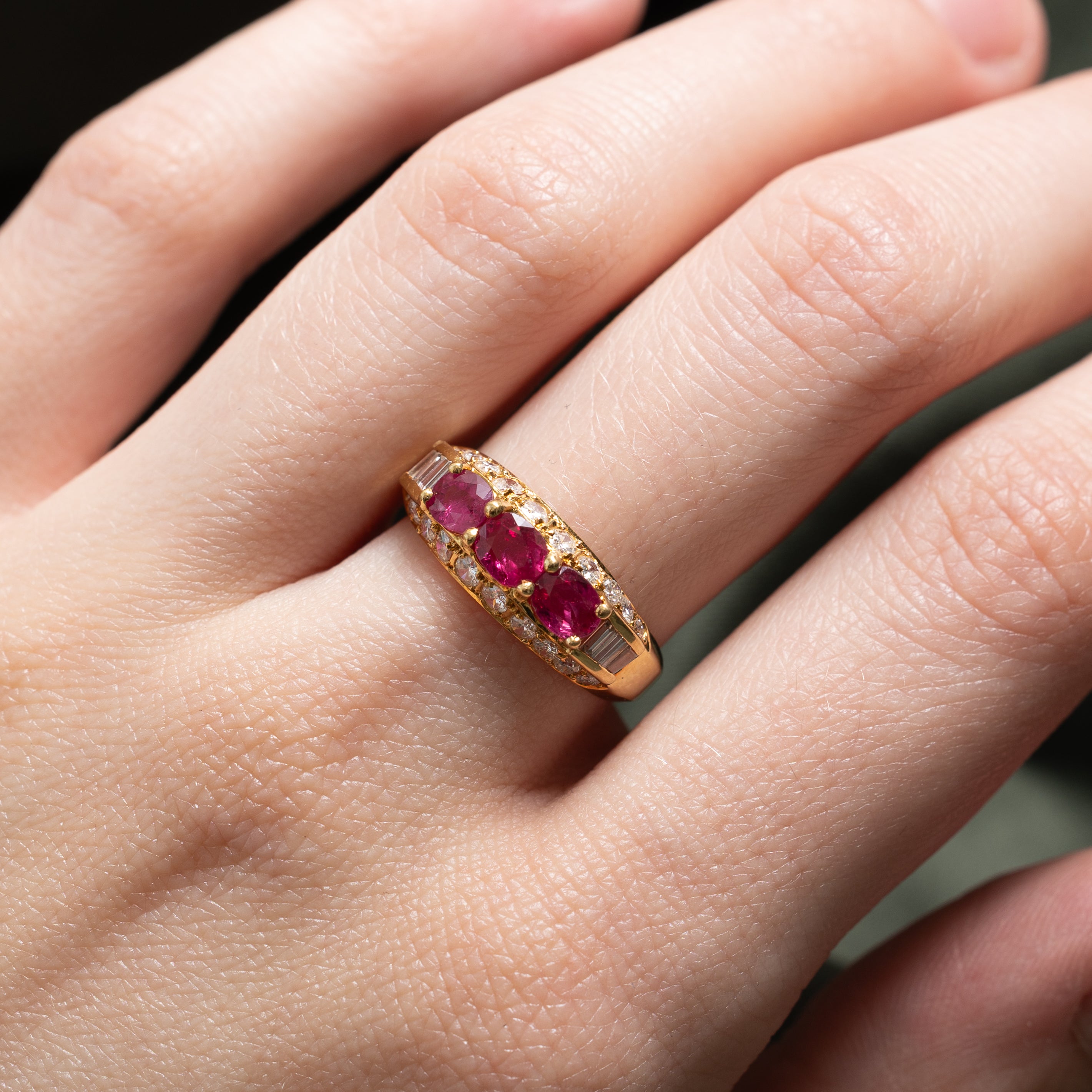 Vintage Unheated Ruby & Diamond Accented Ring | 1.02ctw, 0.80ctw | SZ 6.25