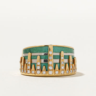 Jadeite & Diamond City Skyline Ring | 14.00ctw, 0.26ctw | SZ 6.5