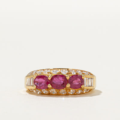 Vintage Unheated Ruby & Diamond Accented Ring | 1.02ctw, 0.80ctw | SZ 6.25