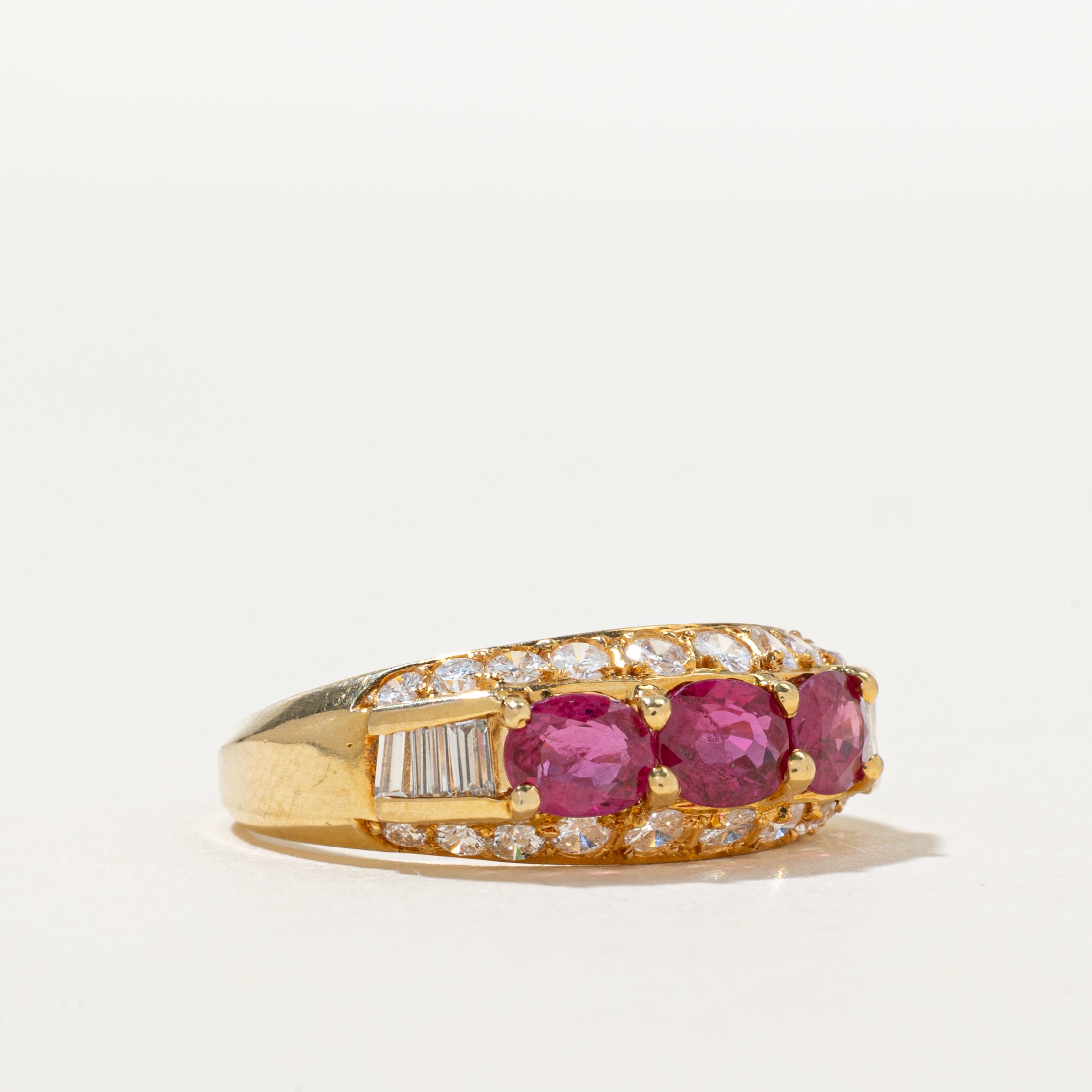 Vintage Unheated Ruby & Diamond Accented Ring | 1.02ctw, 0.80ctw | SZ 6.25