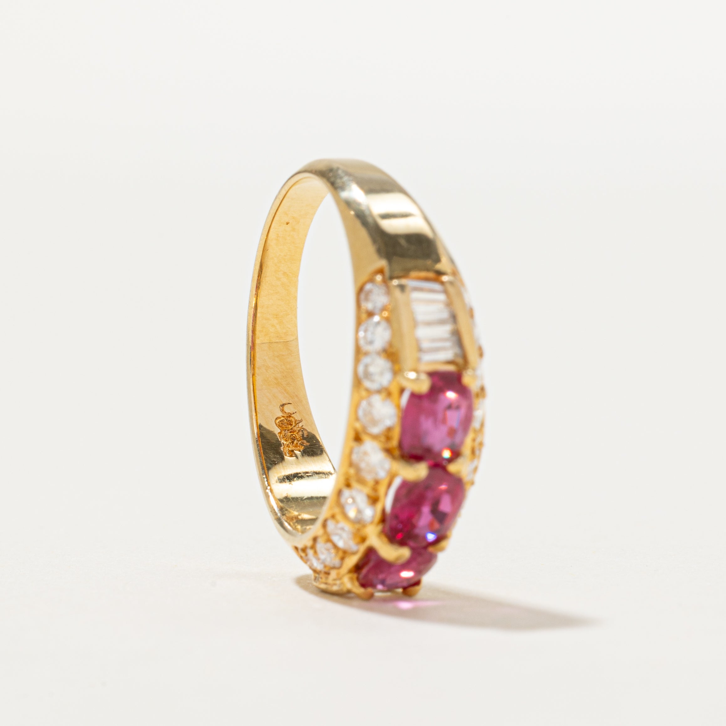 Vintage Unheated Ruby & Diamond Accented Ring | 1.02ctw, 0.80ctw | SZ 6.25