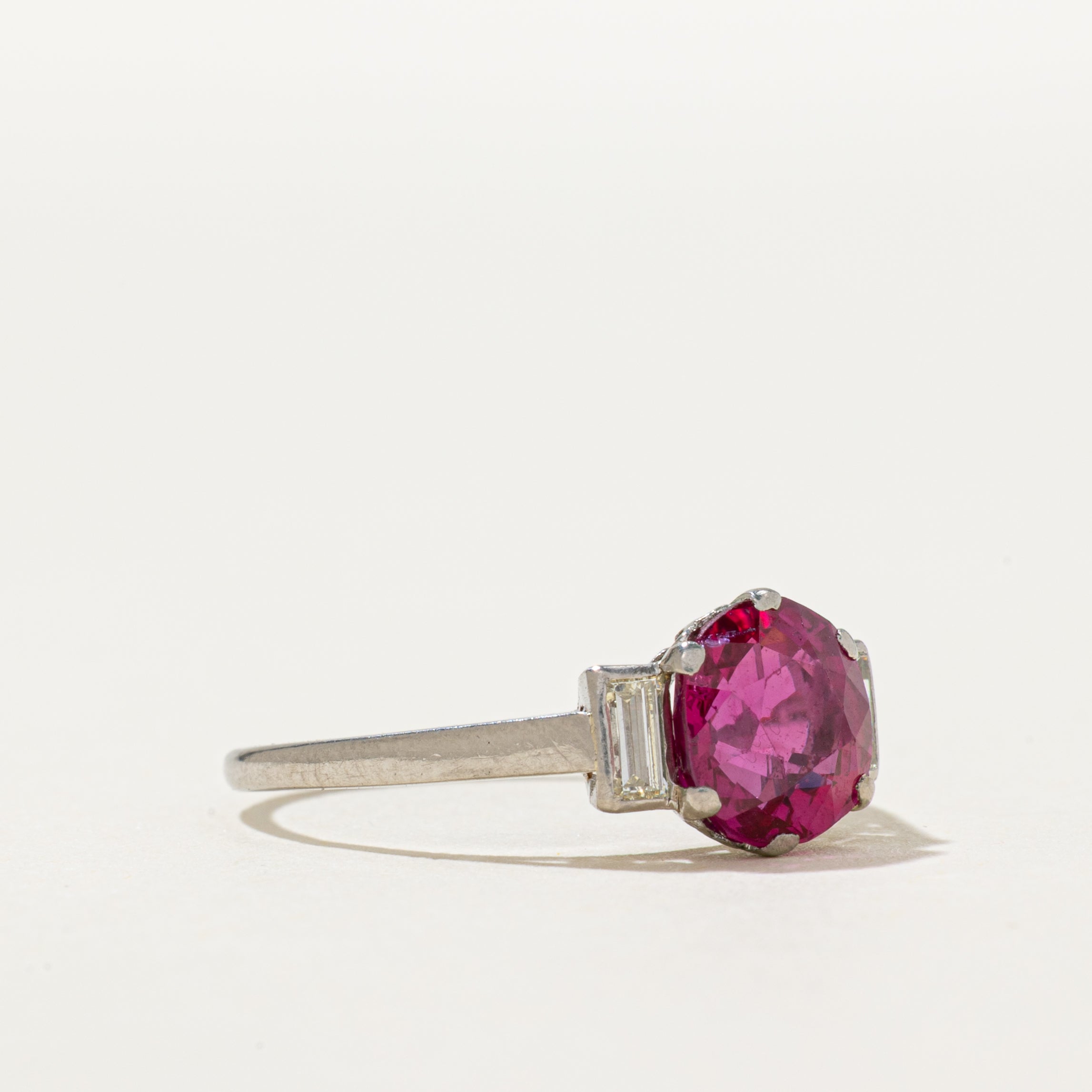 Vintage Unheated Ruby & Diamond Cathedral Ring | 1.83ct | 0.20ctw | SZ 6.75