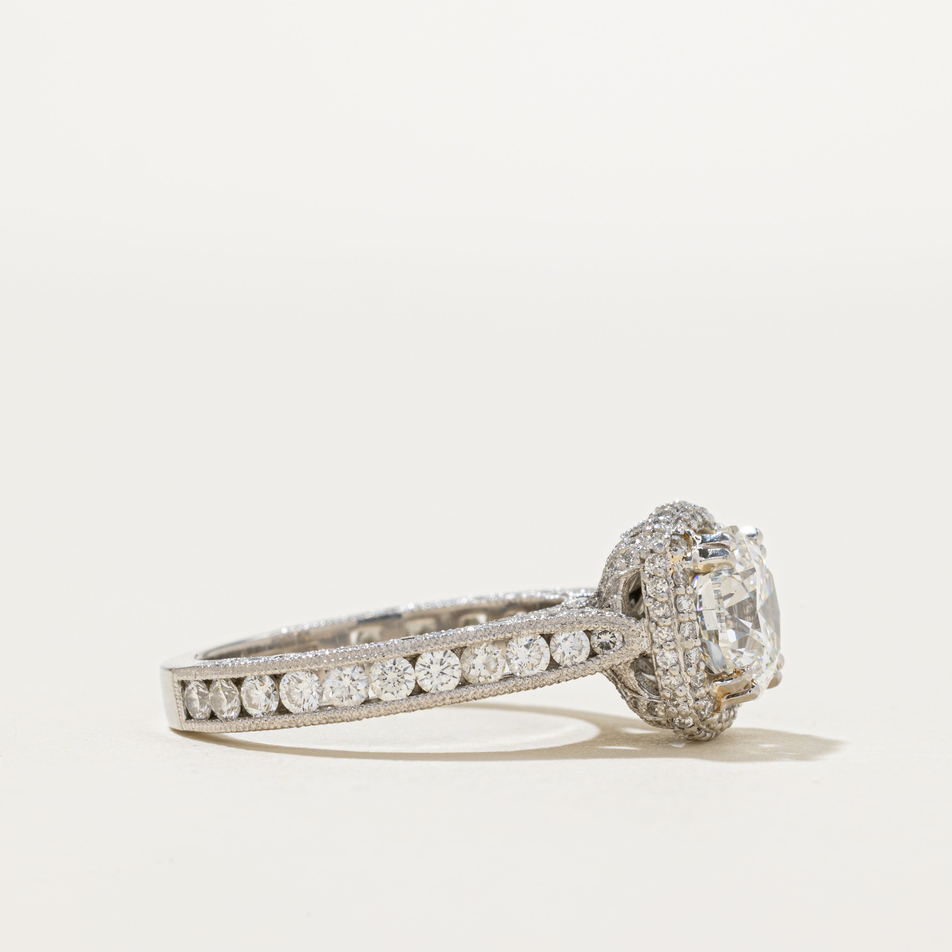 'Tacori' 1.90ct Natural Diamond Ornate Cathedral Engagement Ring | 1.90ct SI1 F Very Good cut | 0.81ctw | SZ 6.5