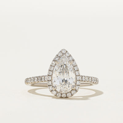 1.20ct GIA-graded  Pear Shaped Natural Diamond Cathedral Ring | GIA 1.20ct VVS1 D | 0.27ctw | SZ 5.25