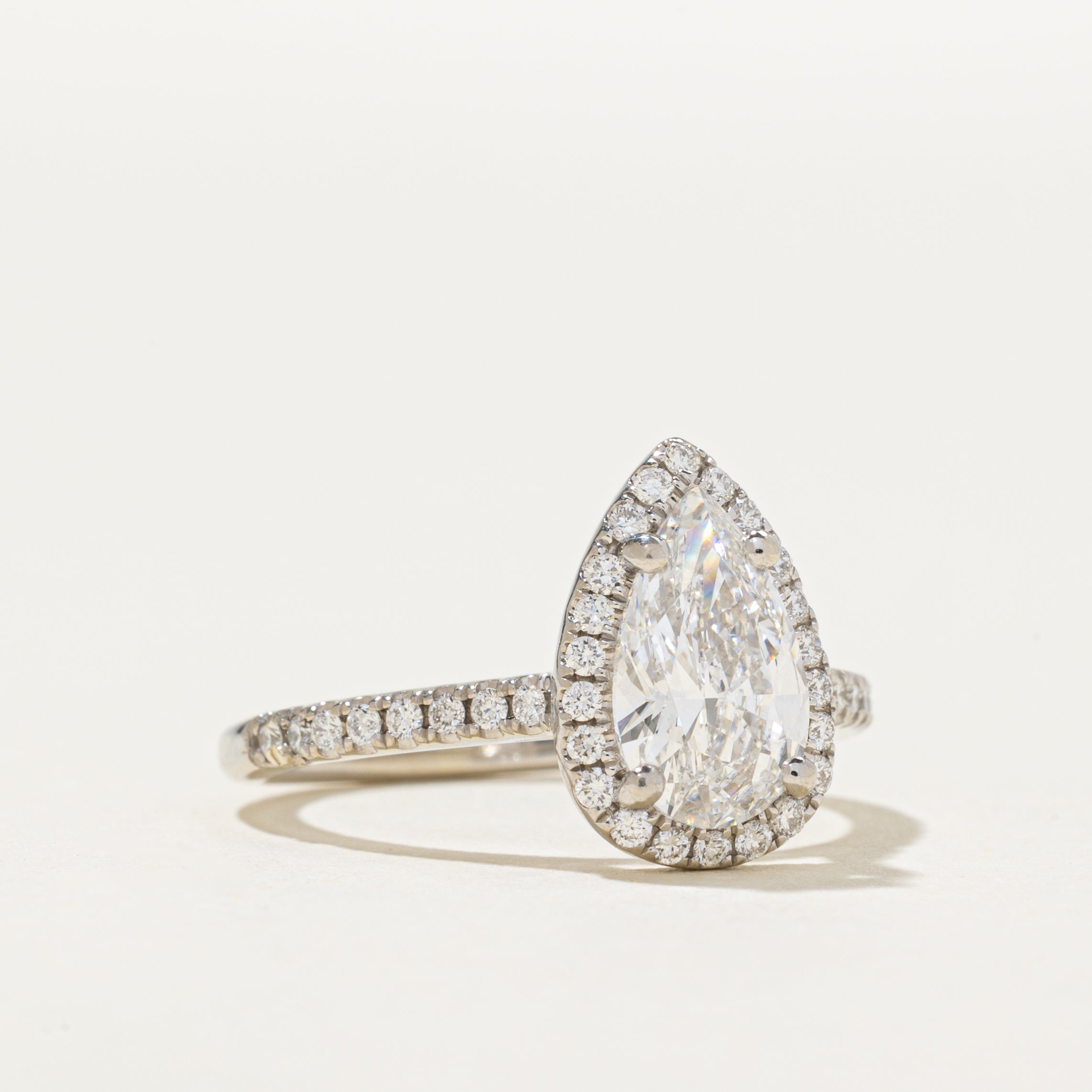 1.20ct GIA-graded  Pear Shaped Natural Diamond Cathedral Ring | GIA 1.20ct VVS1 D | 0.27ctw | SZ 5.25