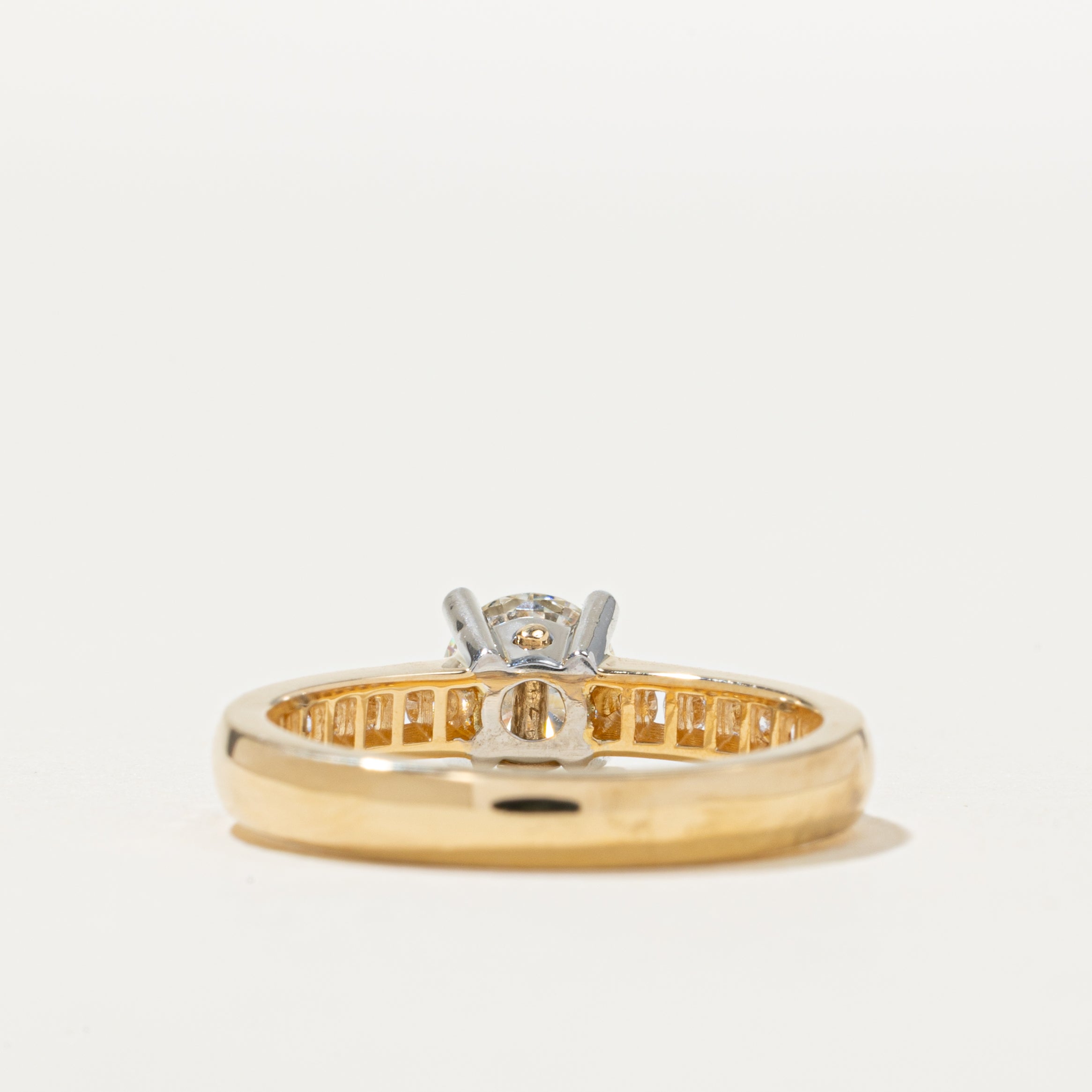 'Birks' 18k GIA Semi Eternity Diamond & Sapphire Accent Engagement Ring | 1.06ctw, 0.01ct | SZ 6.5