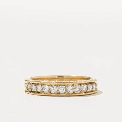 'Birks' 18k Semi Eternity Diamond Side Engraved Band | 0.33ctw | SZ 6.5