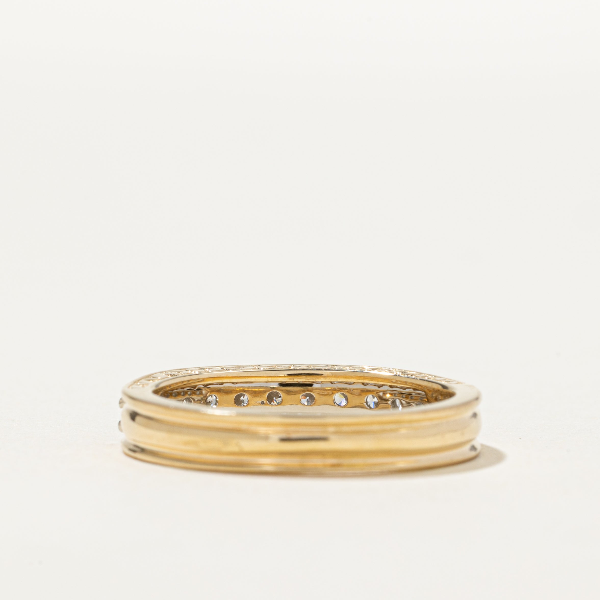 'Birks' 18k Semi Eternity Diamond Side Engraved Band | 0.33ctw | SZ 6.5