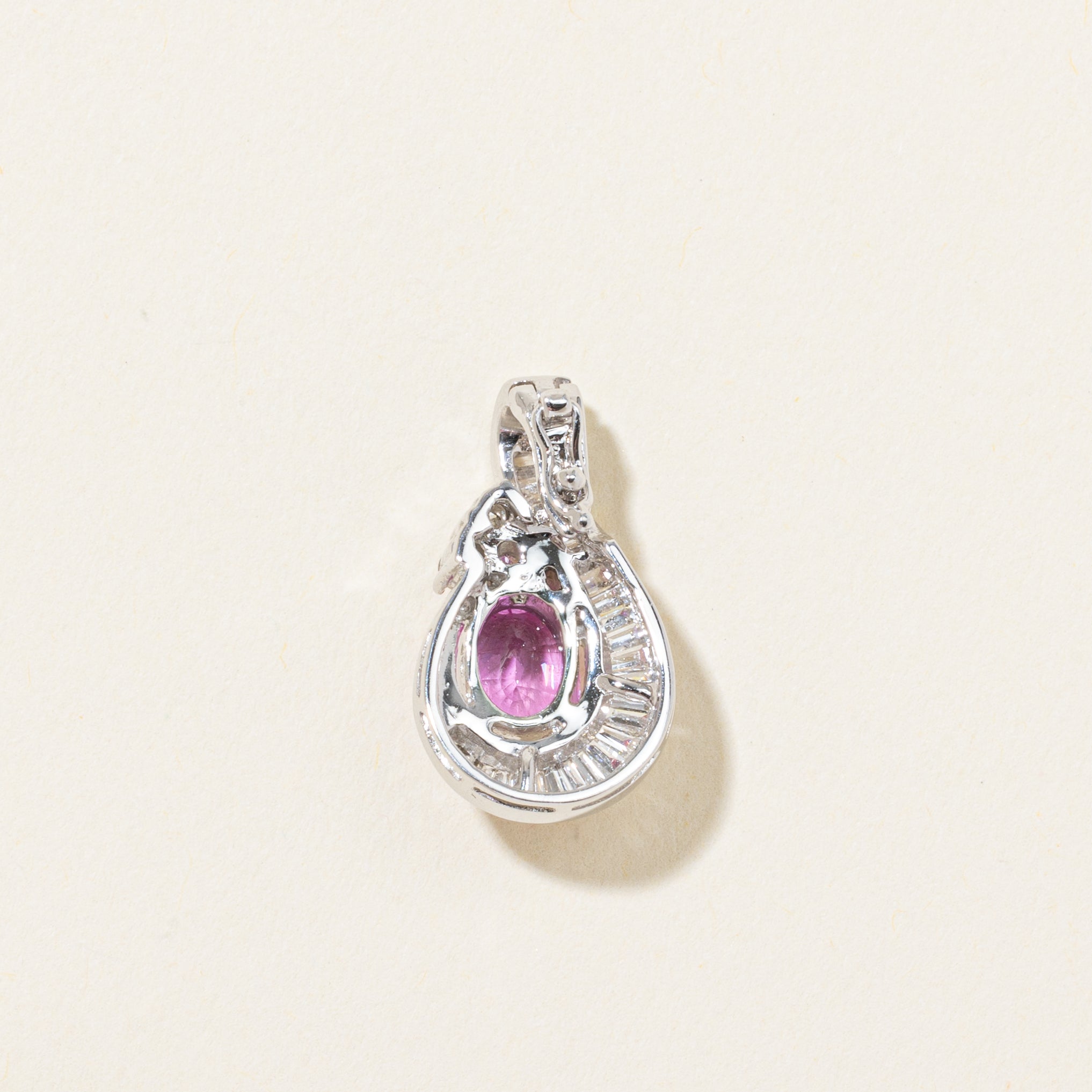 Unheated Reddish-Purple Sapphire & Diamond Waterfall Pendant | 1.22ct | 0.61ctw
