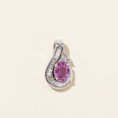 Unheated Reddish-Purple Sapphire & Diamond Waterfall Pendant | 1.22ct | 0.61ctw