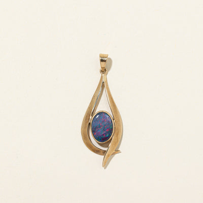 Vintage Australian Opal Teardrop Pendant | 0.22ct