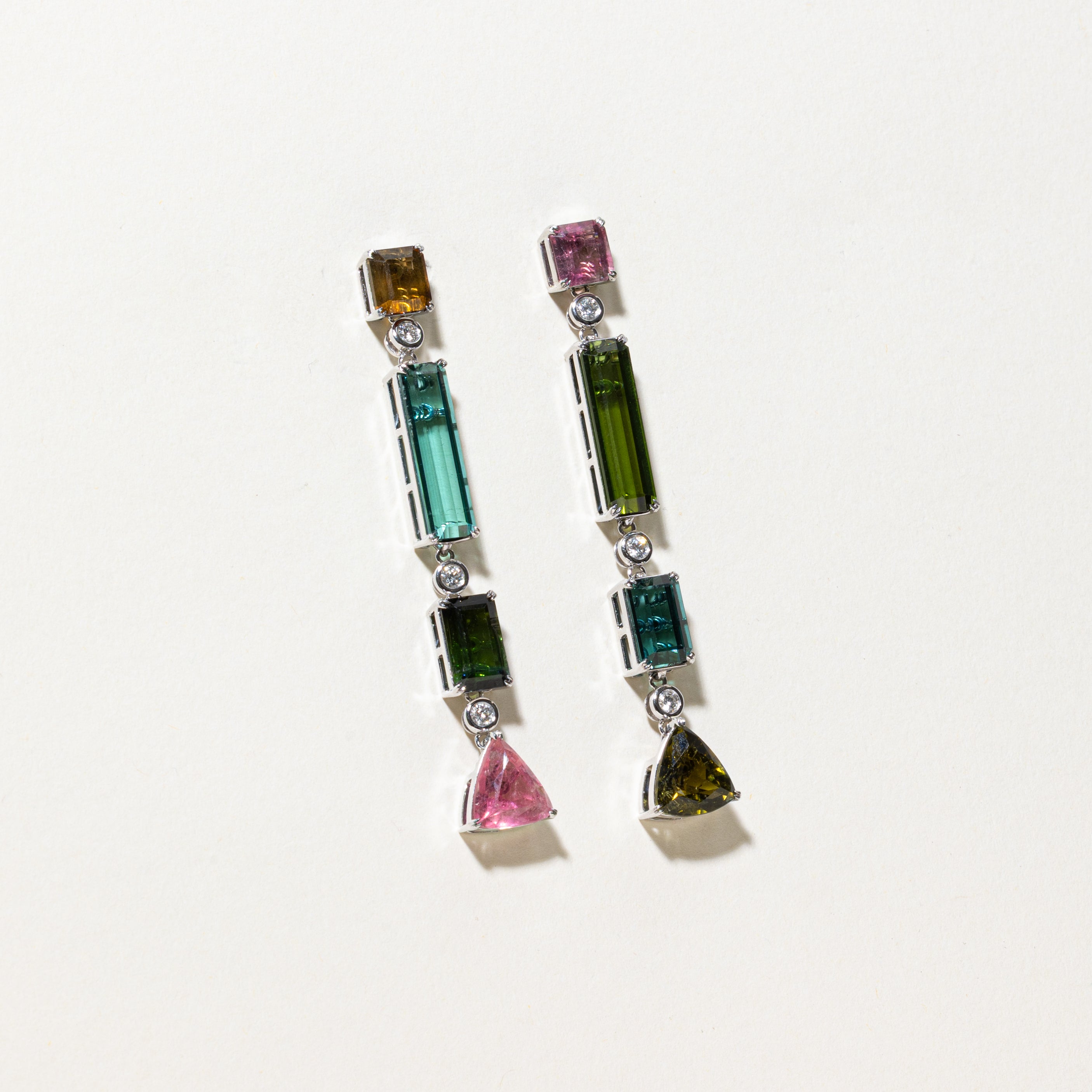 Tourmaline & Diamond Convertible & Modular Pendant/Drop Earrings | 0.36ctw | 21.45ctw