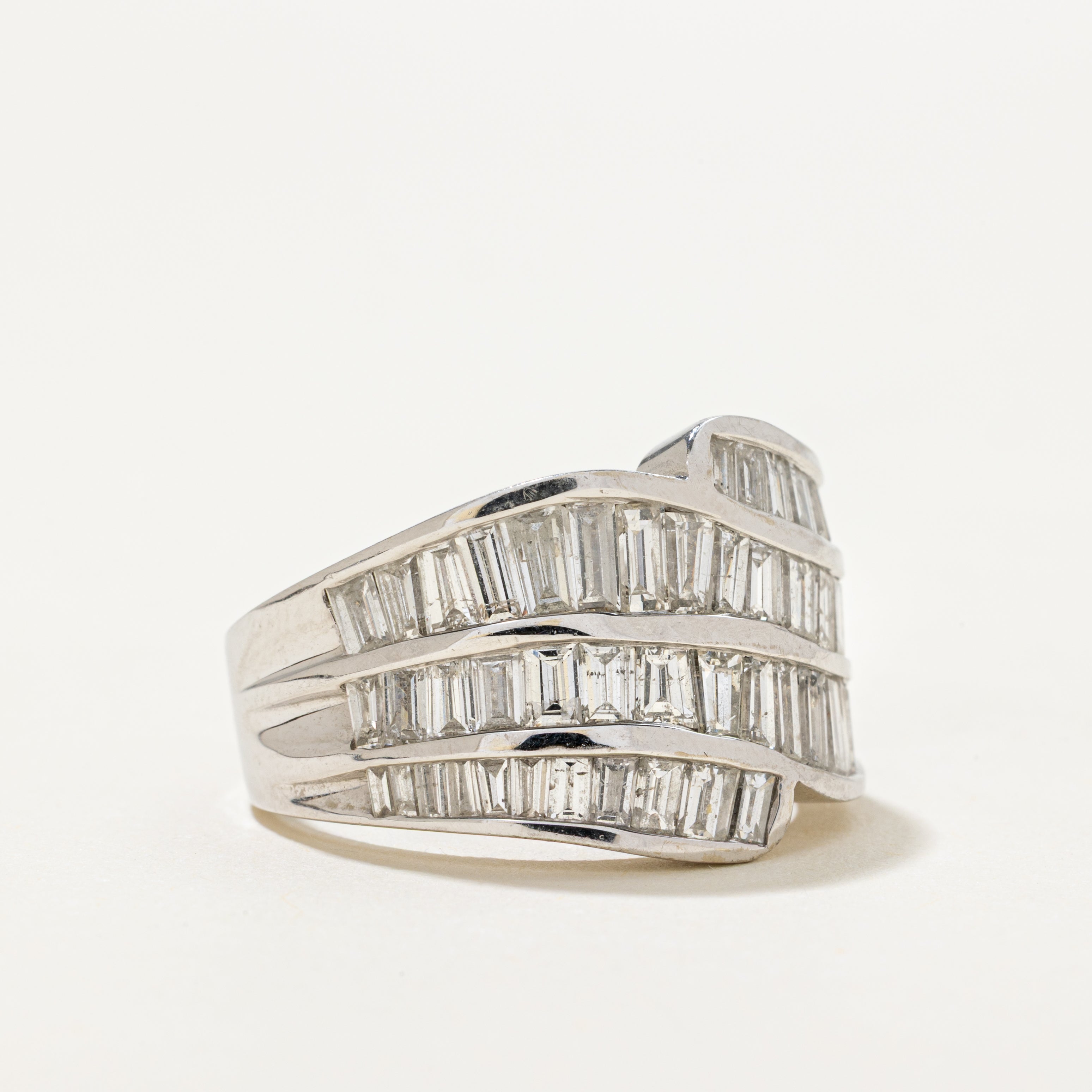 Channel Set Baguette Cut Diamond Waterfall Ring | 3.03ctw | SZ 7.5