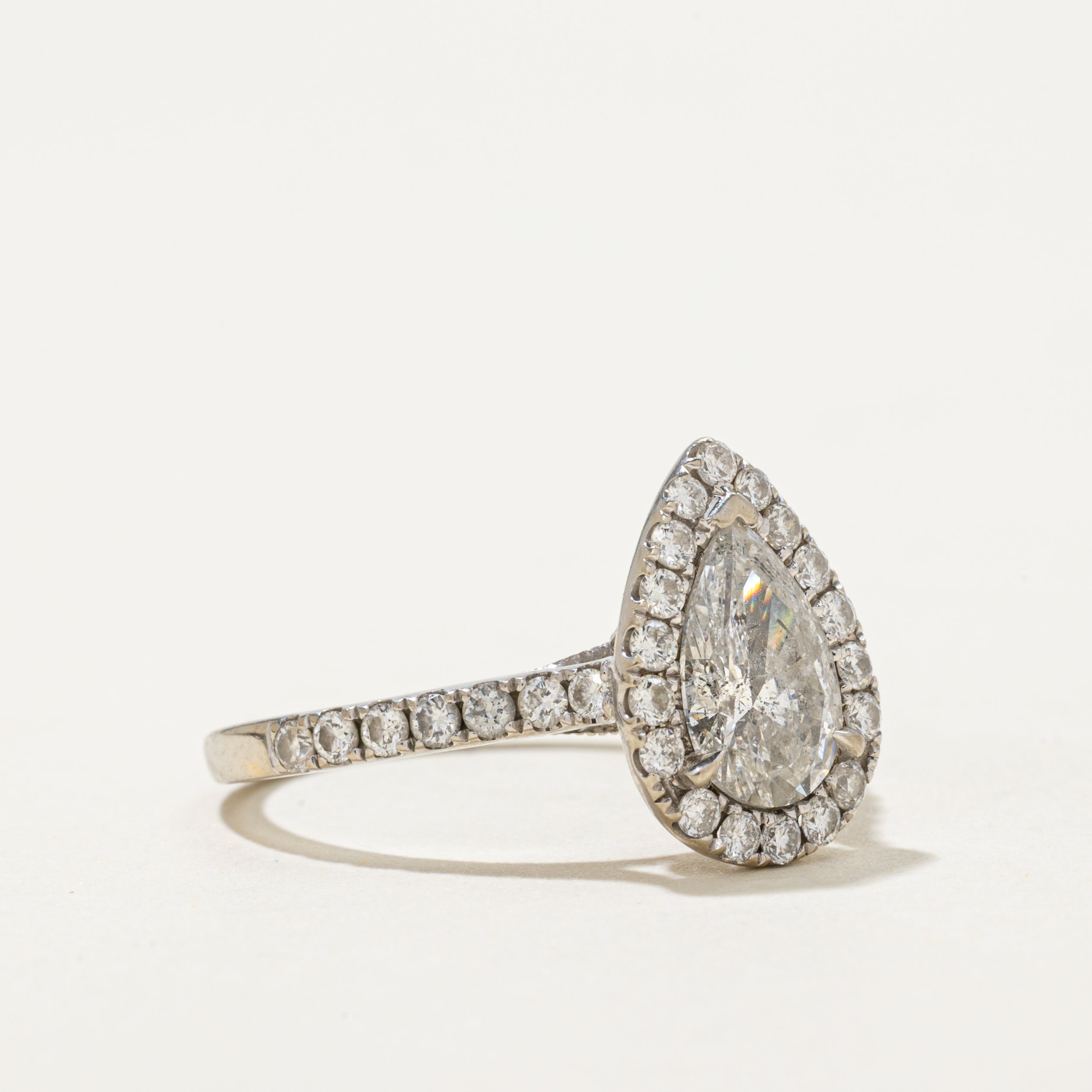 18k Pear Cut Diamond Halo Ring | 1.58ctw | SZ 6