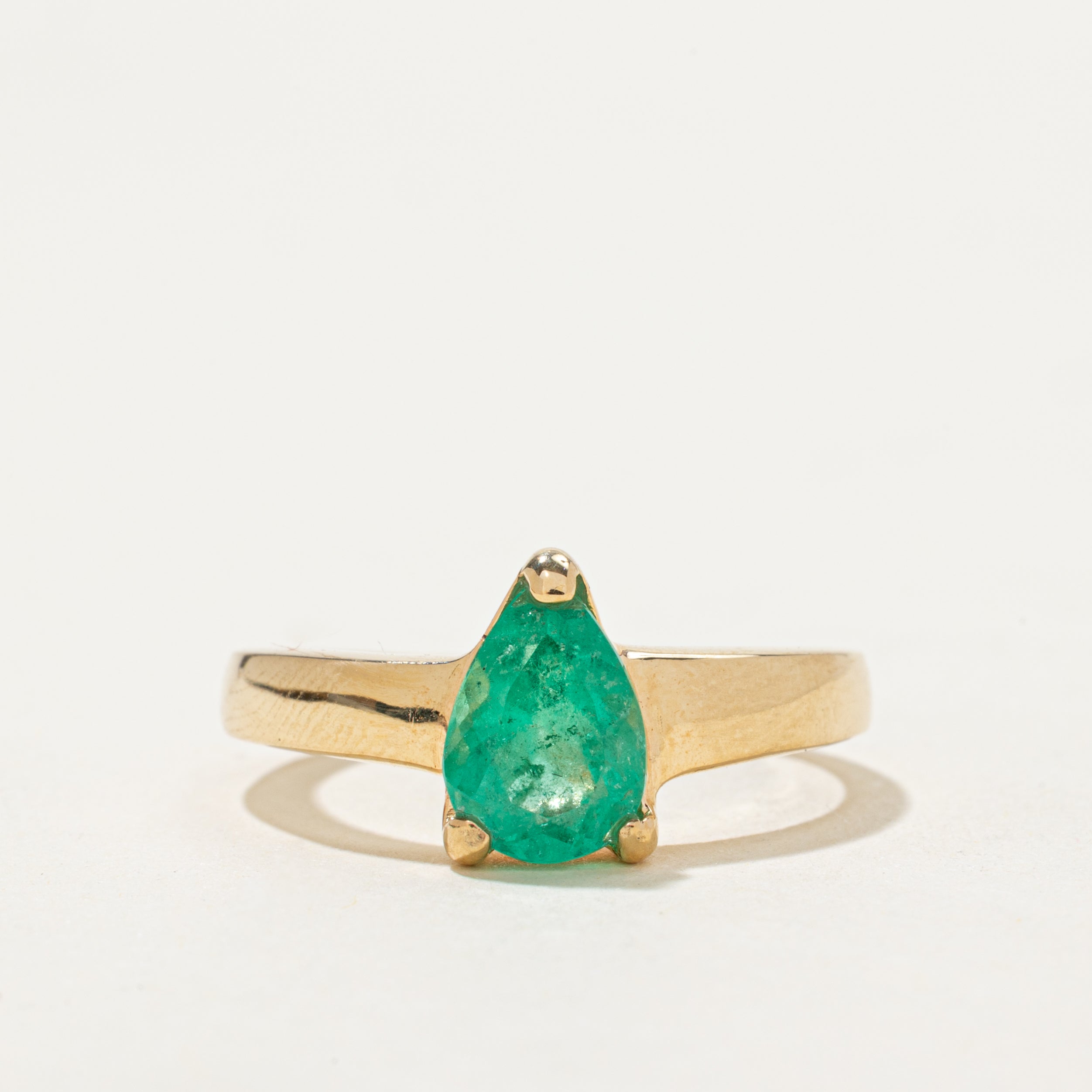 Pear Cut Solitaire Emerald Ring | 1.30ct | SZ 7.25