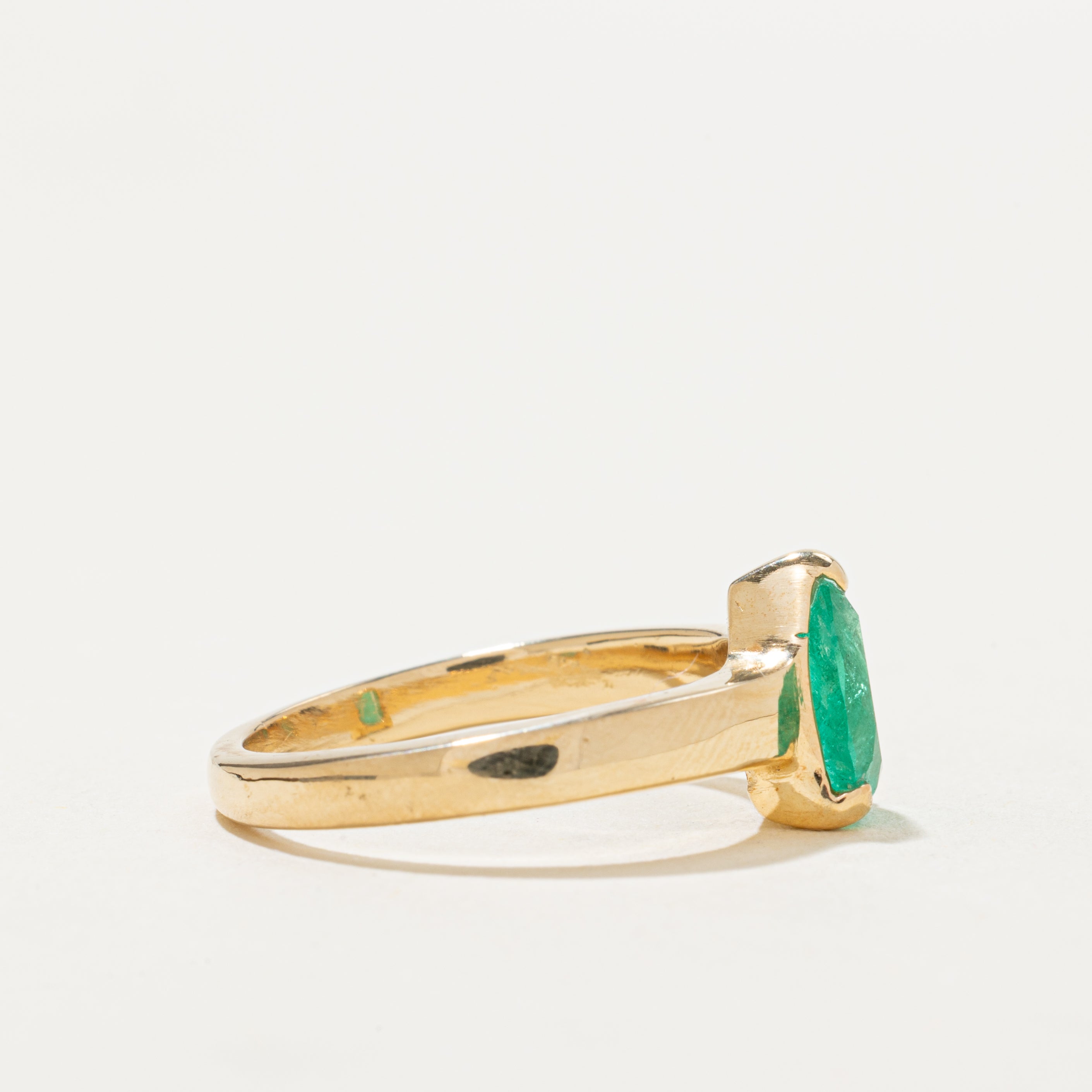 Pear Cut Solitaire Emerald Ring | 1.30ct | SZ 7.25