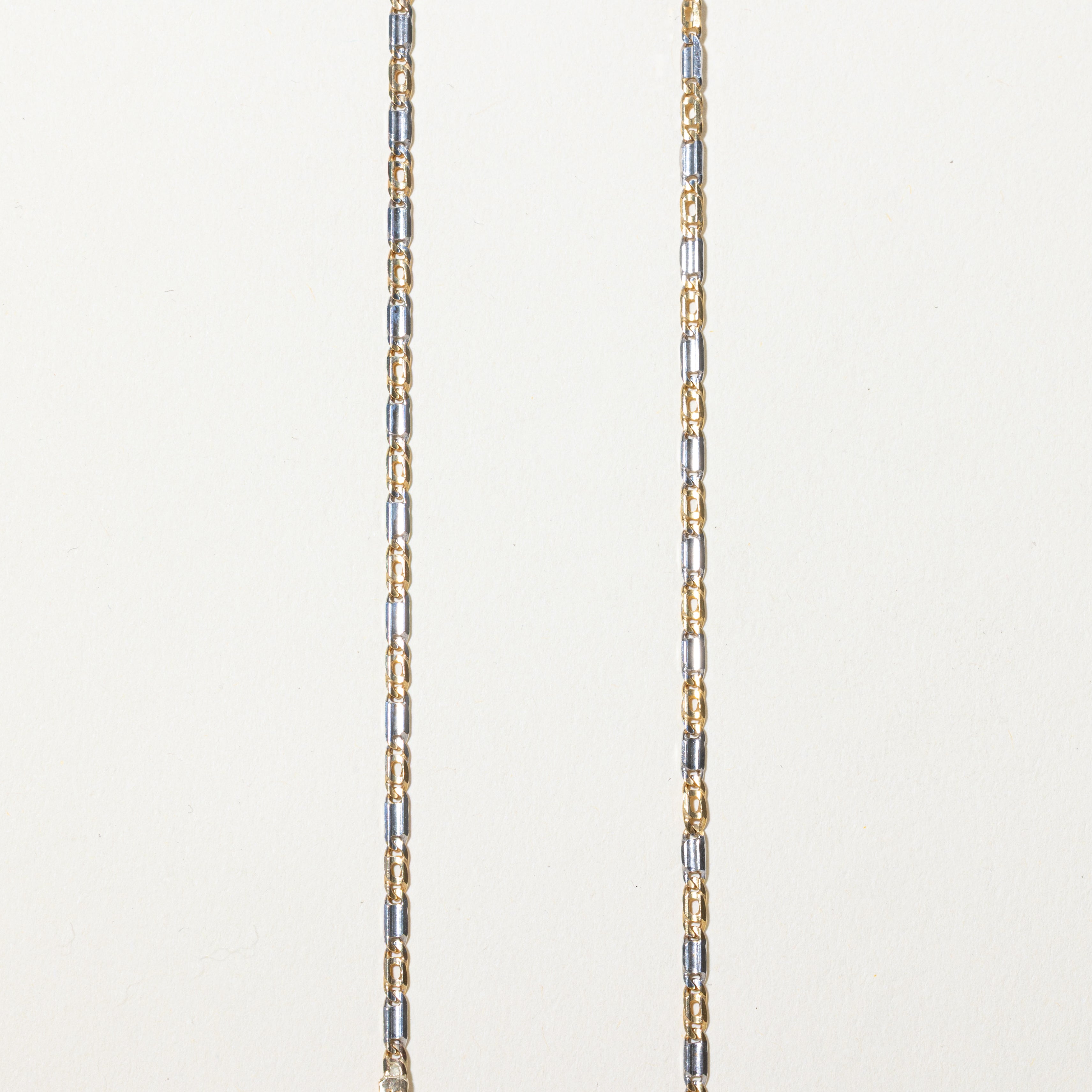 Collier pendentif bicolore en citrine et diamants sertis clos | 5,77 ct, 0,11 ct au total | 48 cm