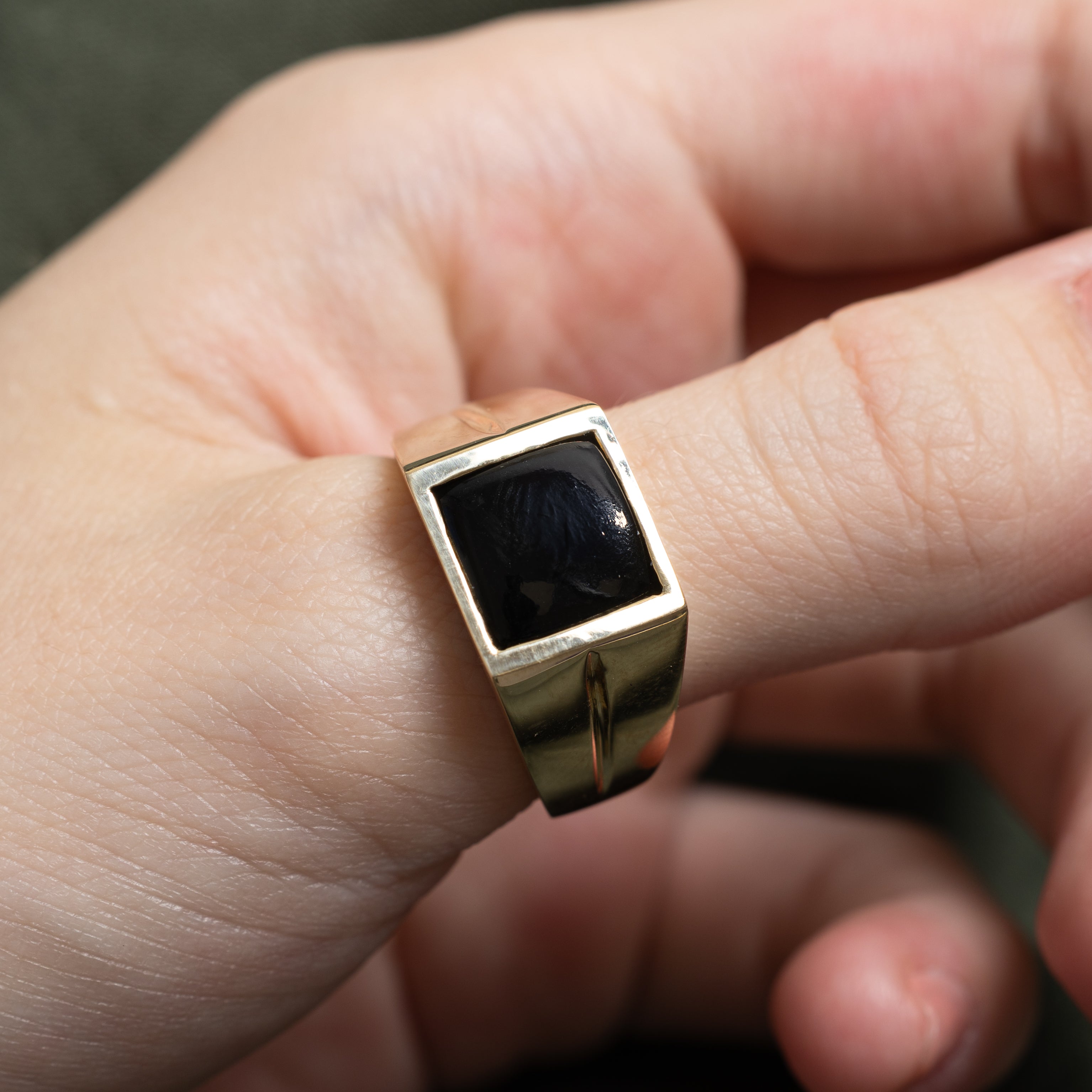 Square Cabochon Onyx Signet Ring | 4.00ct | SZ 11