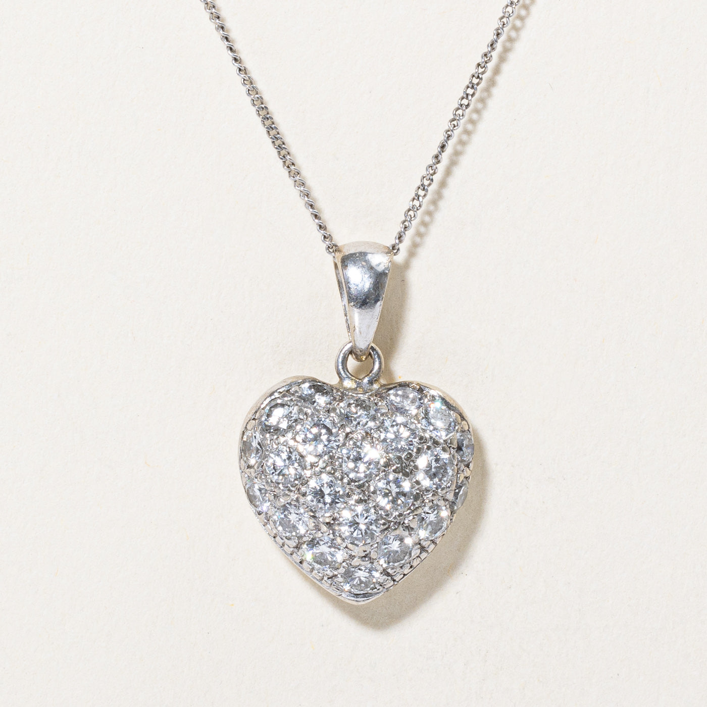 Pavé Set Diamond Heart Pendant Necklace | 1.32ctw | 19" |